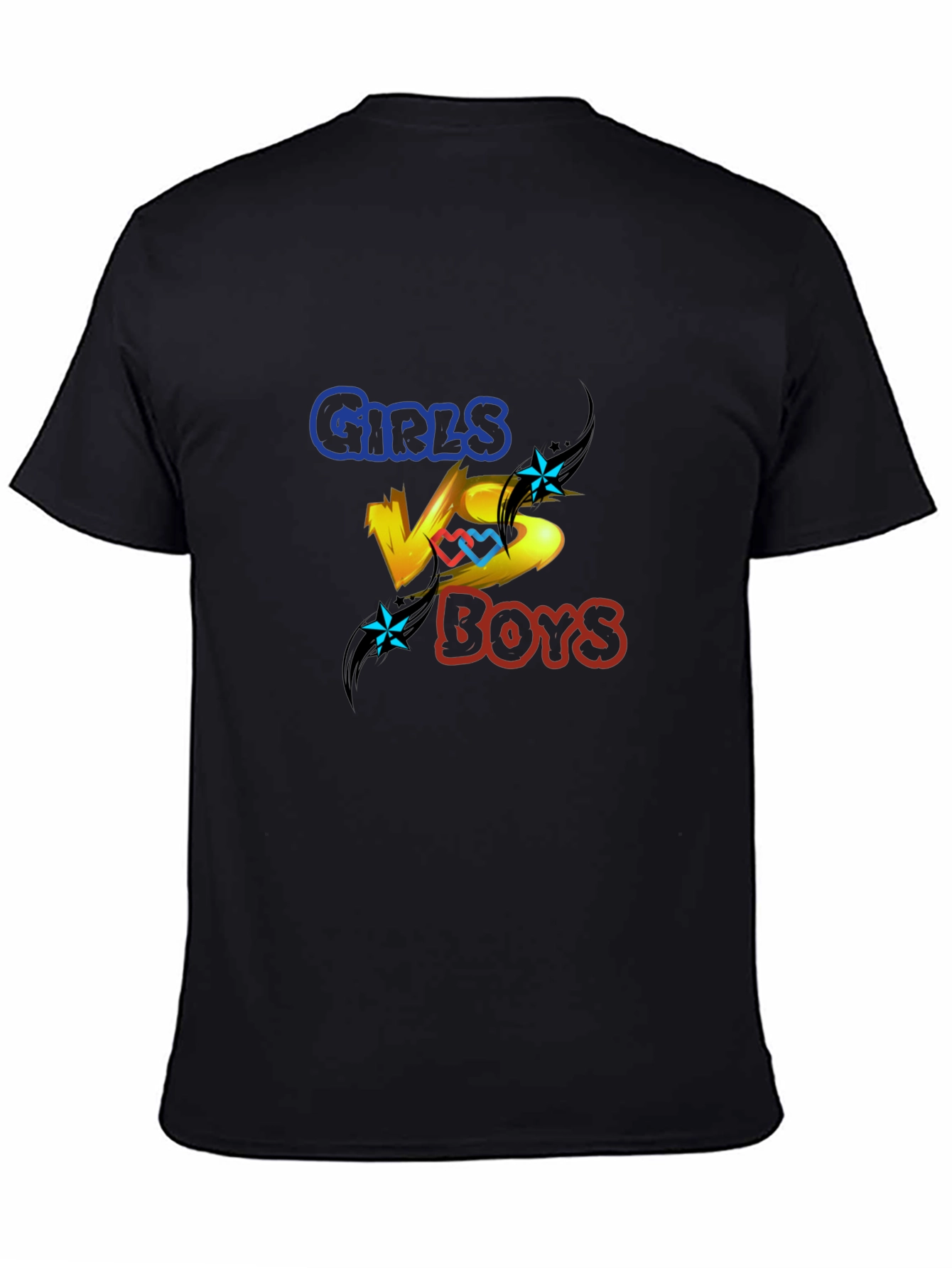 Girls vs Boys Graphic Print Crew Neck T-Shirt