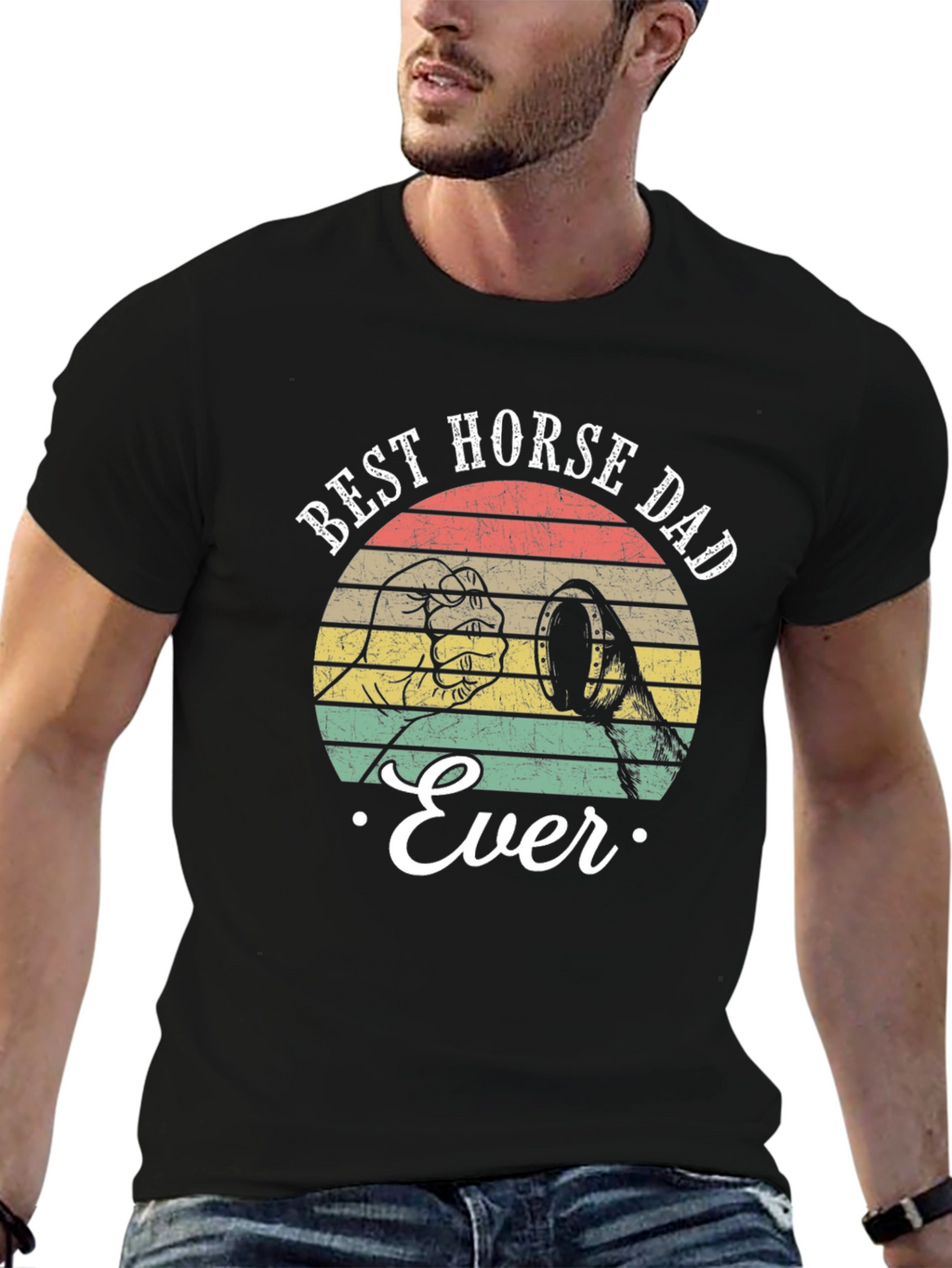 Best Horse Dad Ever T-Shirt Retro Style