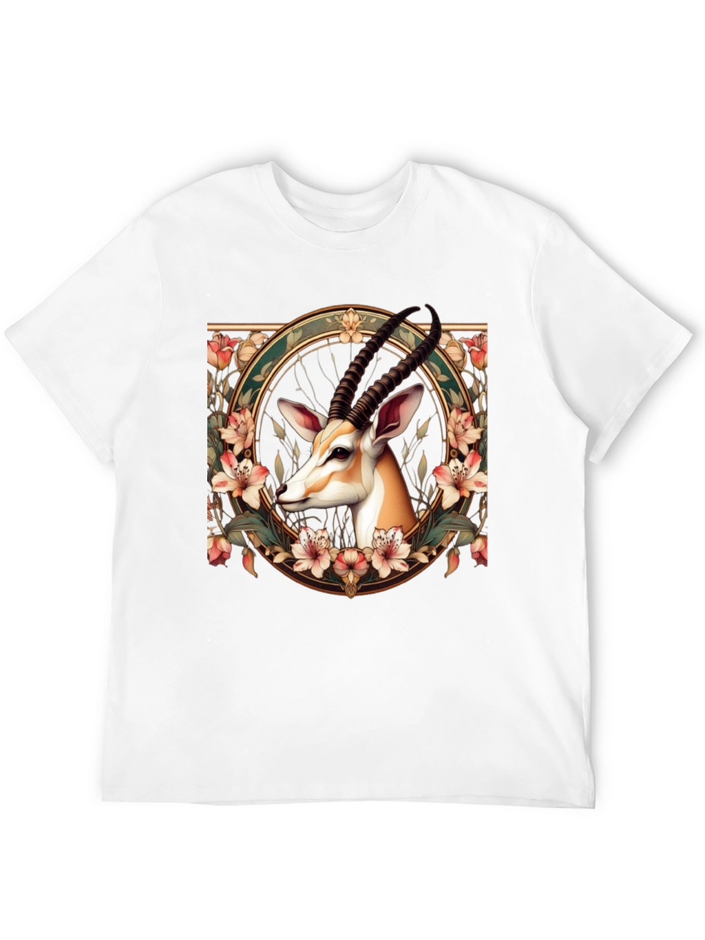 Gazelle Floral Graphic Tee - Mens Black T-Shirt