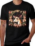 Gazelle Floral Graphic Tee - Mens Black T-Shirt