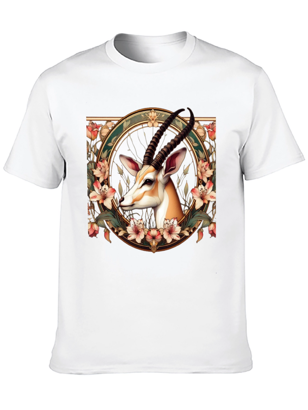 Gazelle Floral Graphic Tee - Mens Black T-Shirt