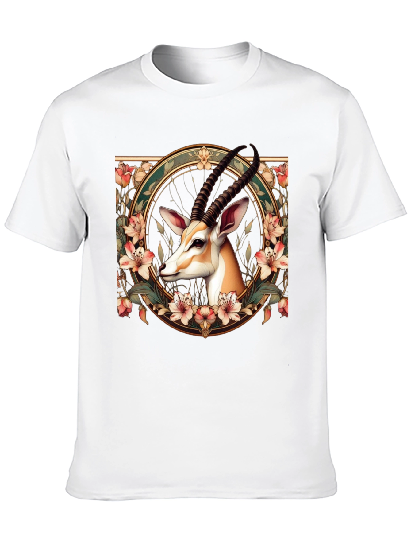 Gazelle Floral Graphic Tee - Mens Black T-Shirt