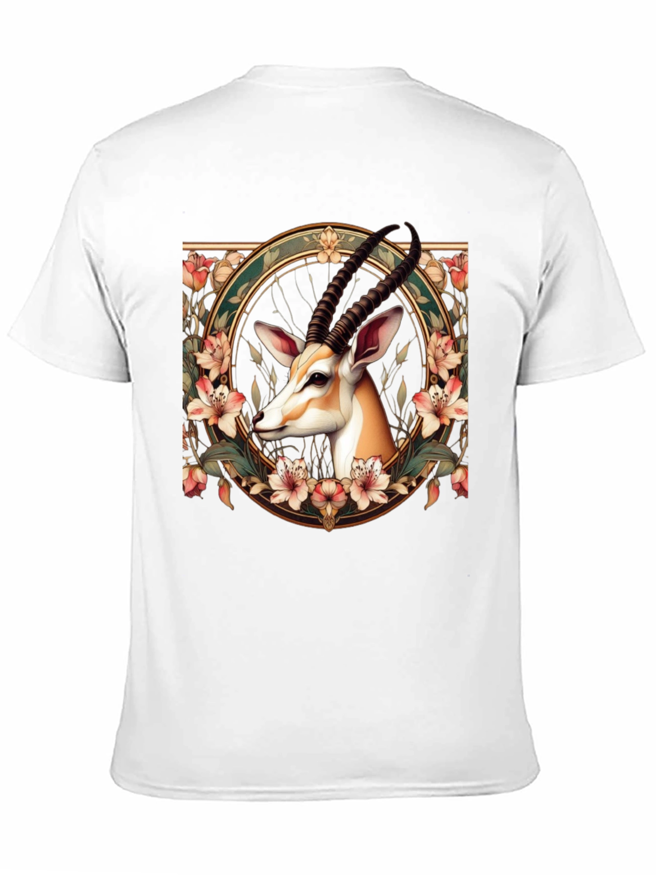 Gazelle Floral Graphic Tee - Mens Black T-Shirt