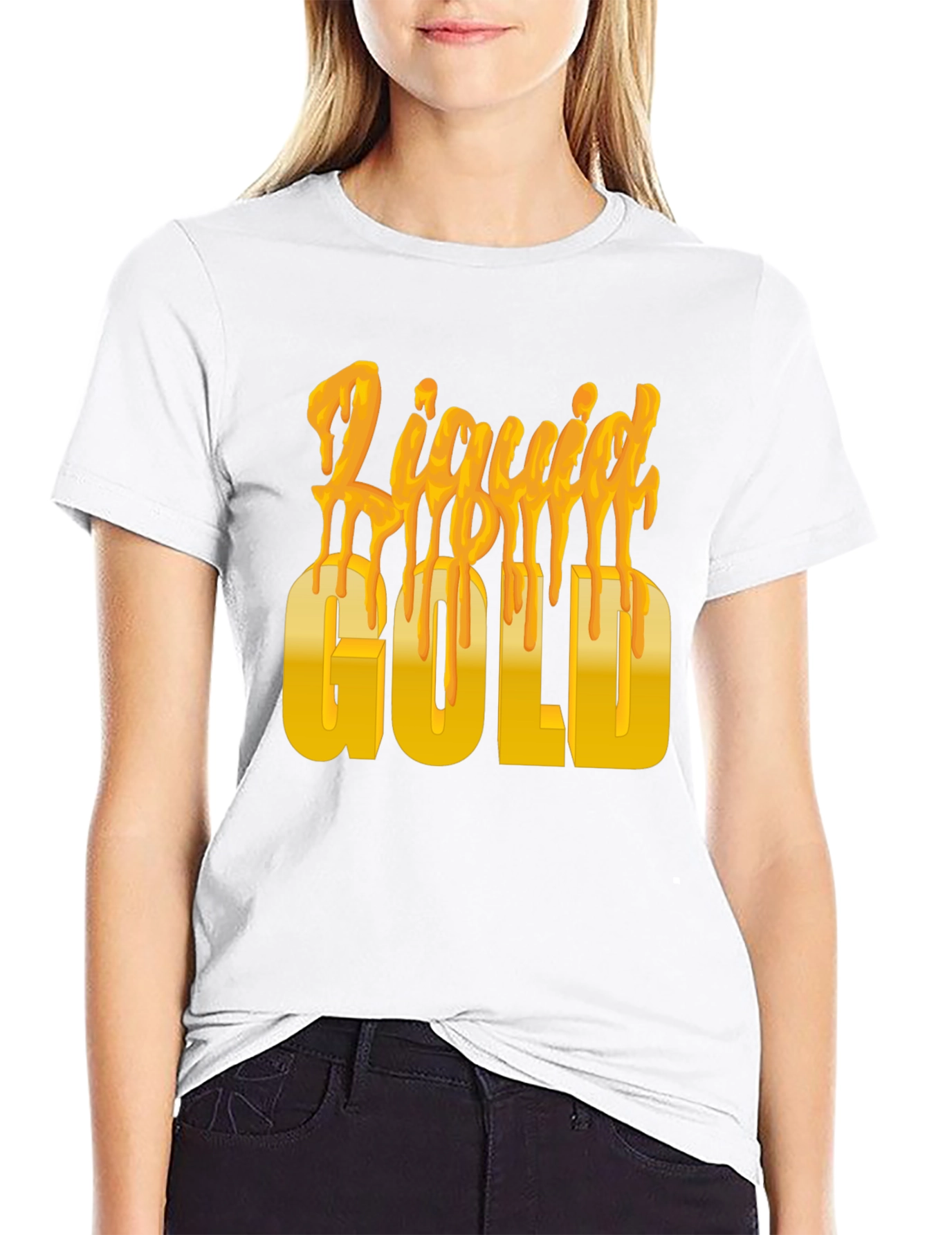 Liquid Gold Graphic T-Shirt - Trendy Statement Tee