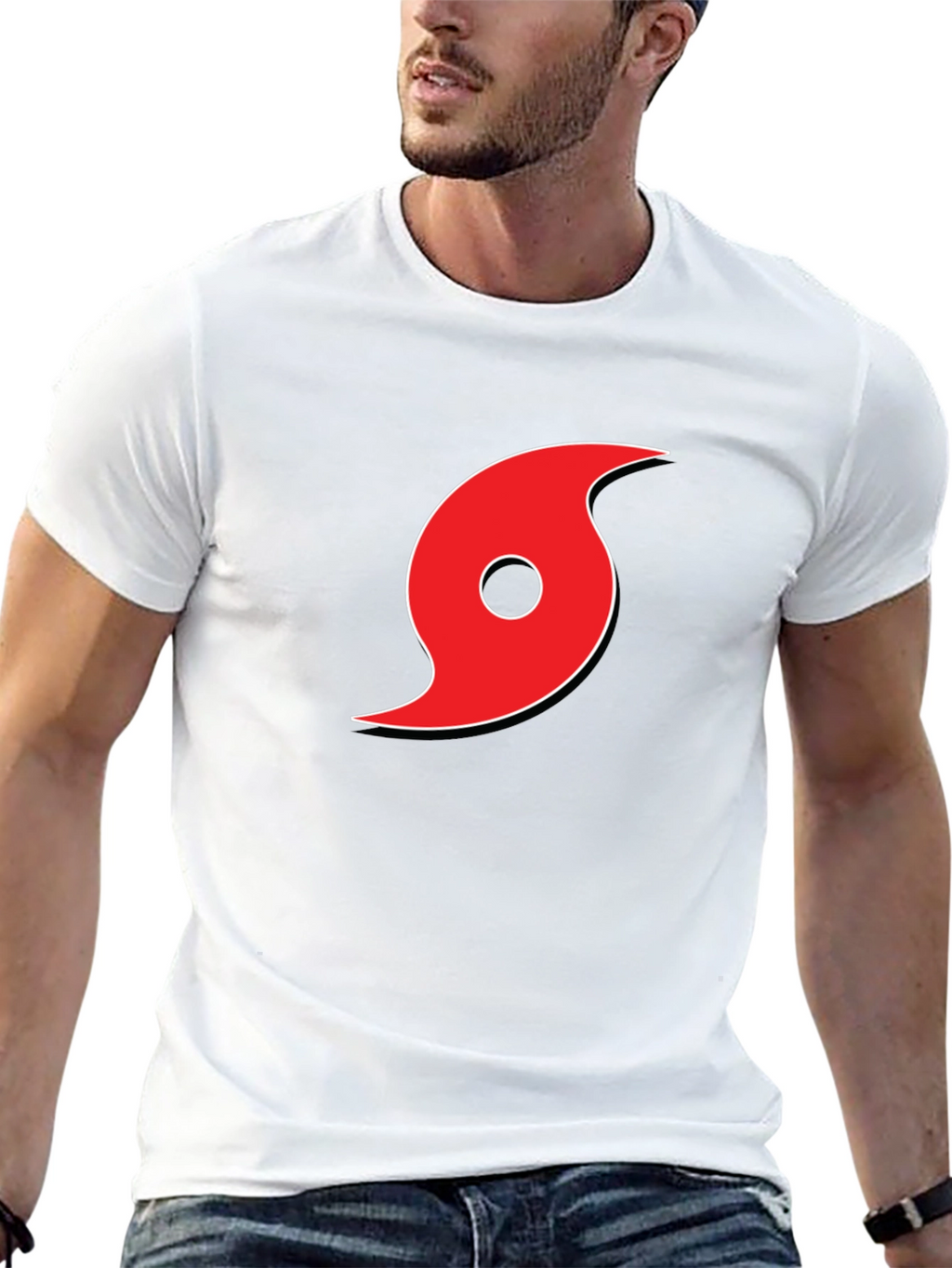 Red Hurricane Graphic Black T-Shirt