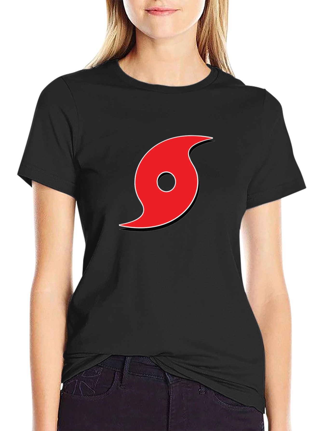 Red Hurricane Graphic Black T-Shirt