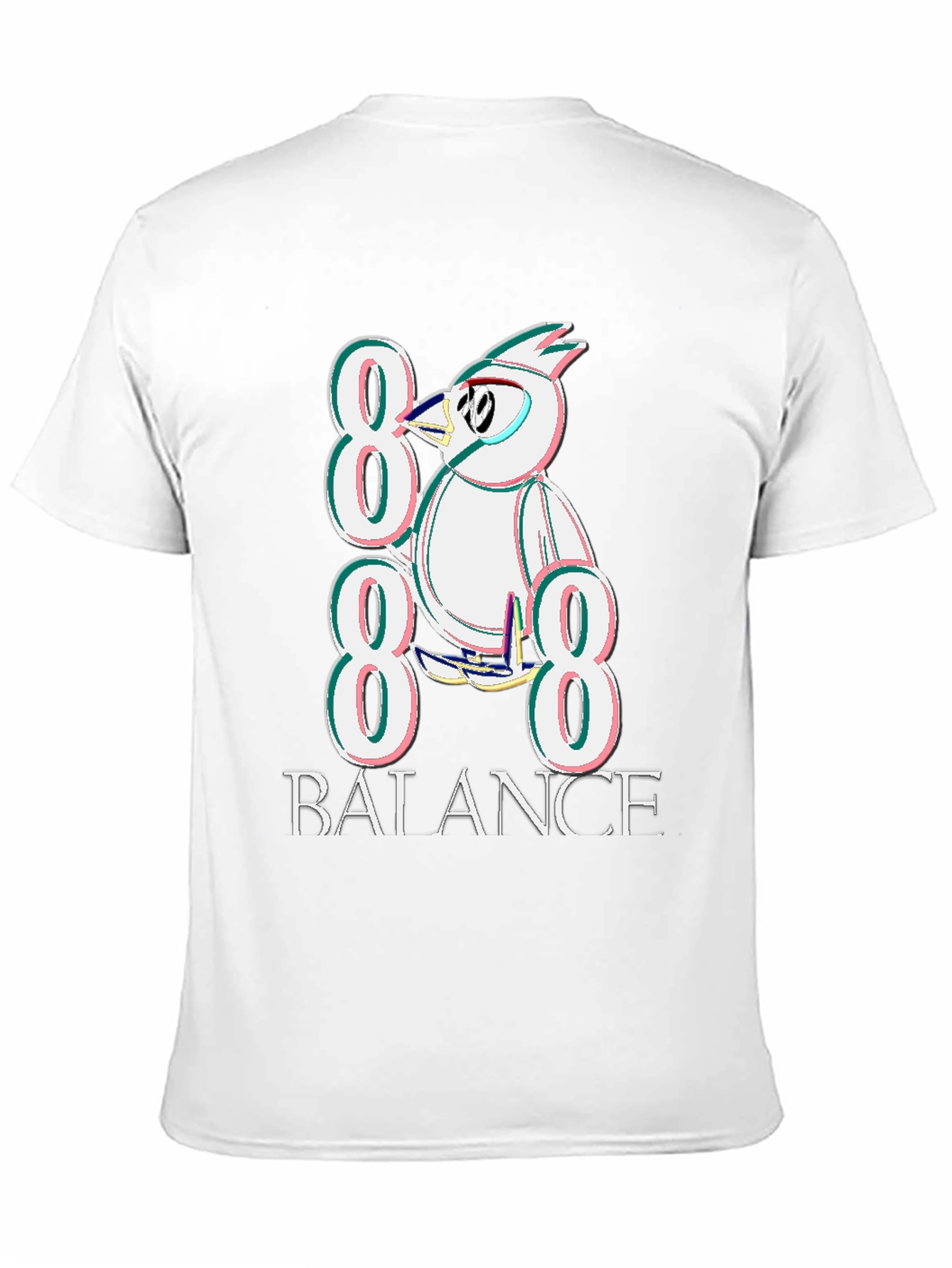 888 Balance Graphic Tee - Quirky Bird Design T-Shirt