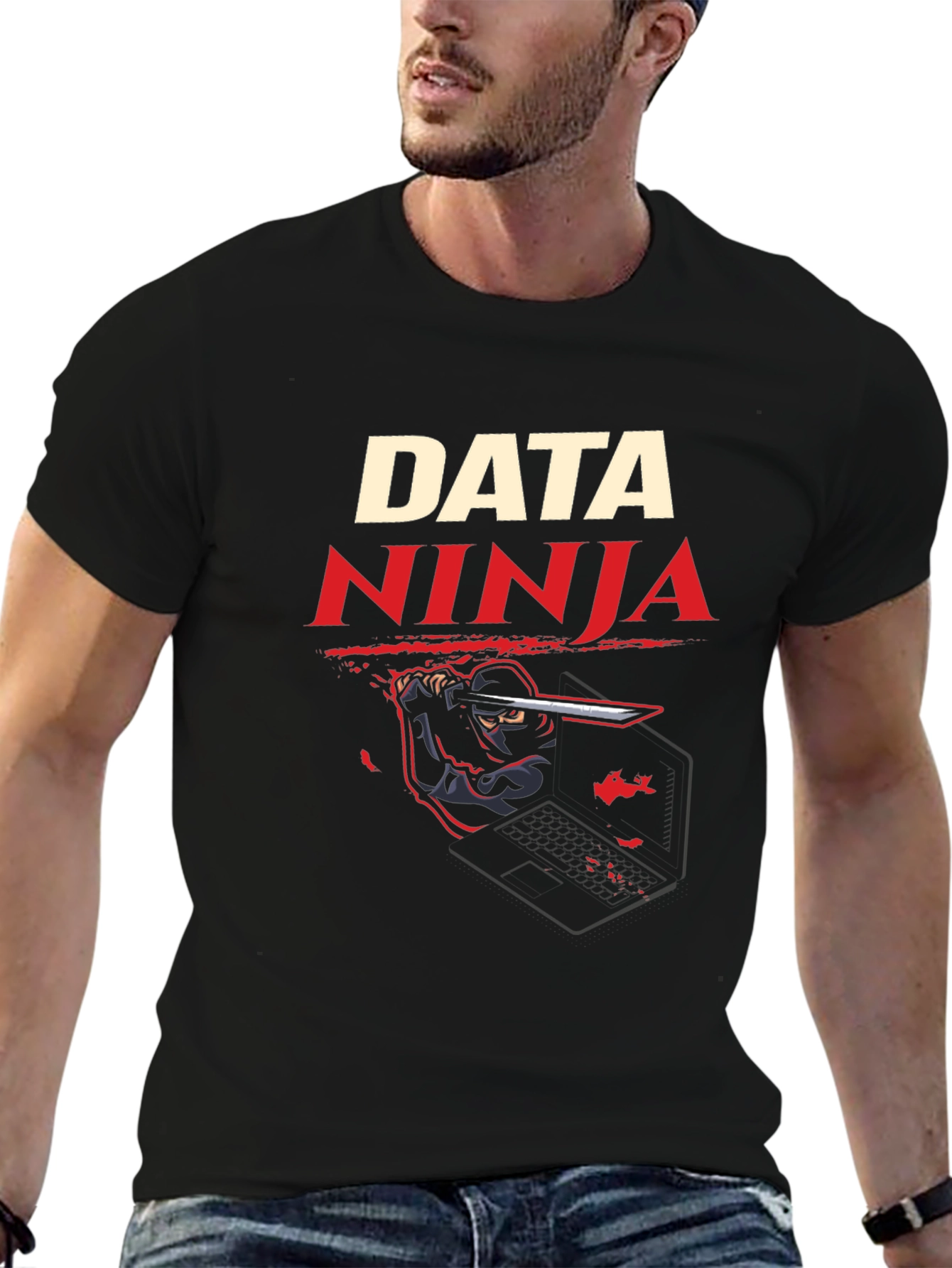 Data Ninja Graphic T-Shirt - Black Cotton Tee