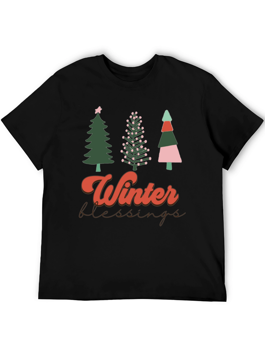 Winter Blessings Christmas Trees Graphic T-Shirt