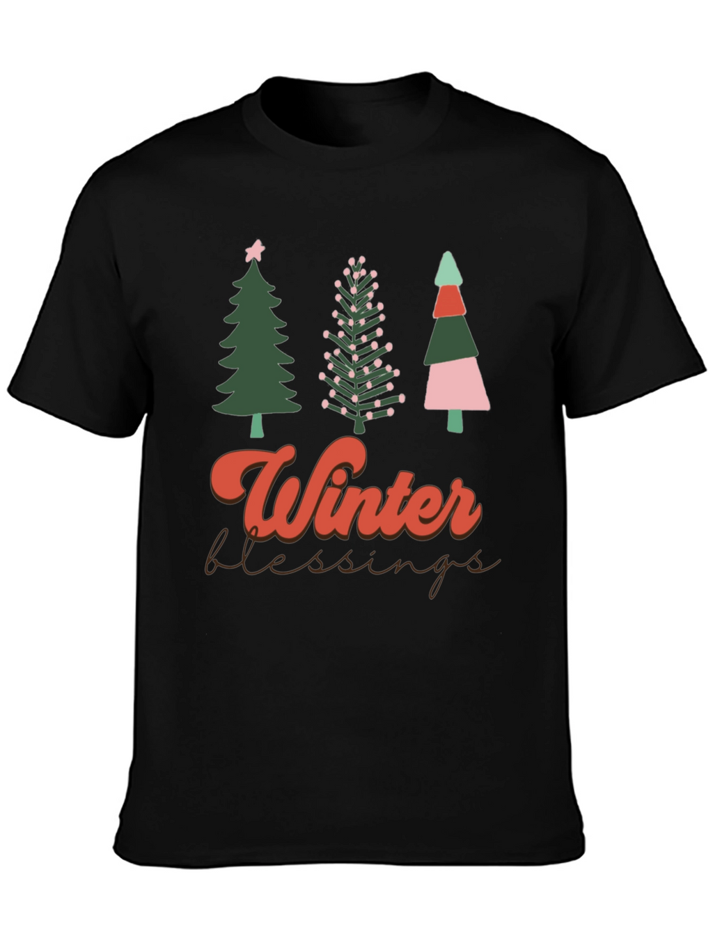 Winter Blessings Christmas Trees Graphic T-Shirt