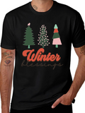 Winter Blessings Christmas Trees Graphic T-Shirt