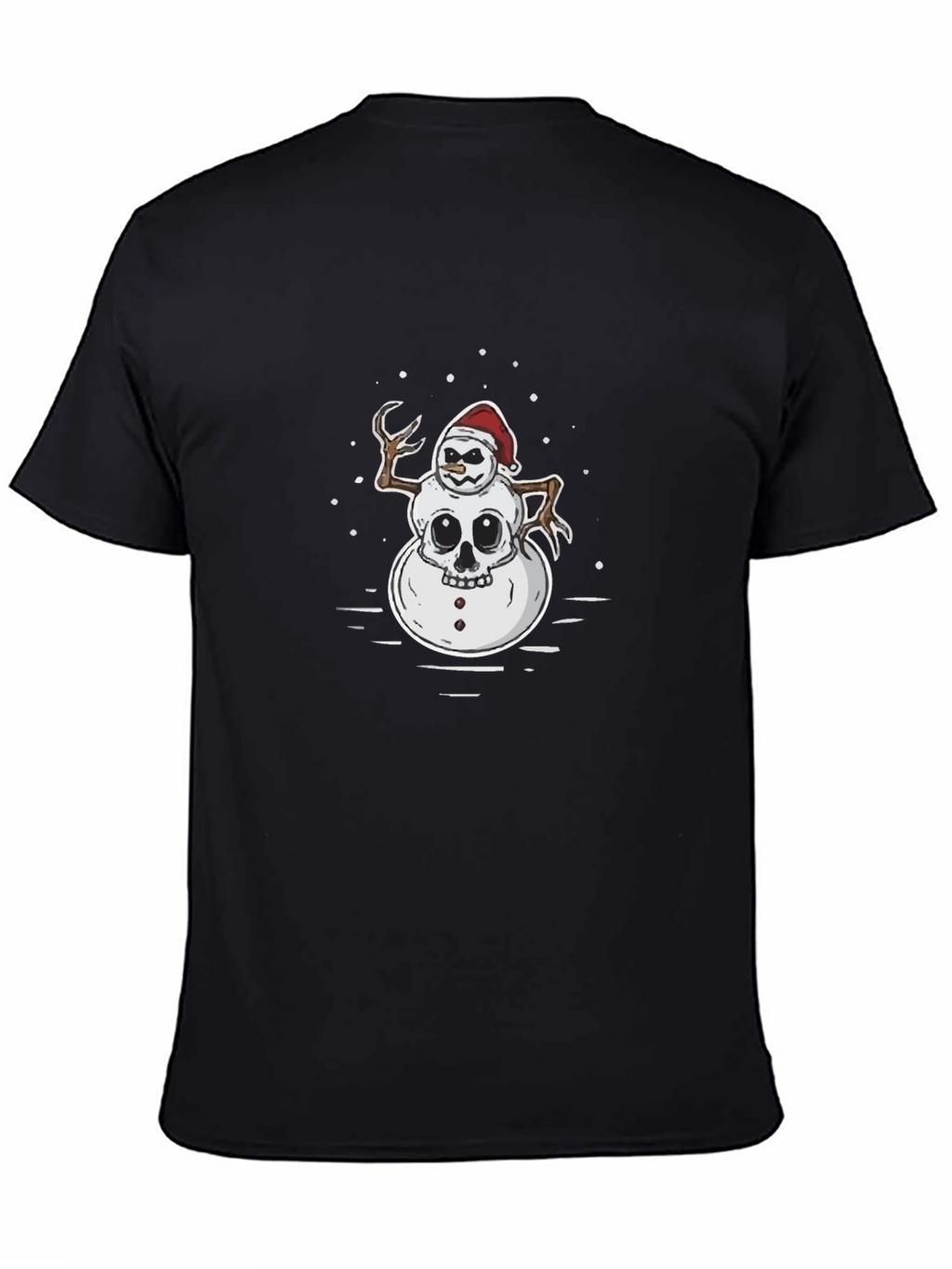 Skull Snowman Graphic T-Shirt - Black