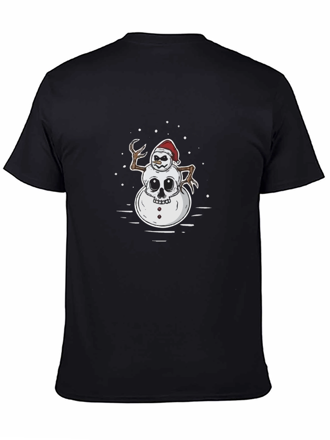 Skull Snowman Graphic T-Shirt - Black
