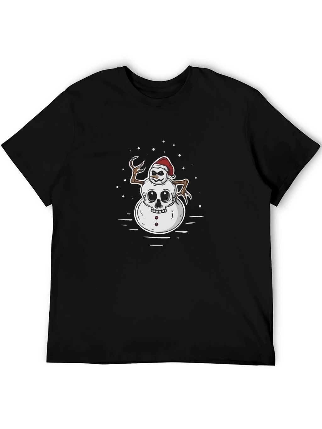 Skull Snowman Graphic T-Shirt - Black