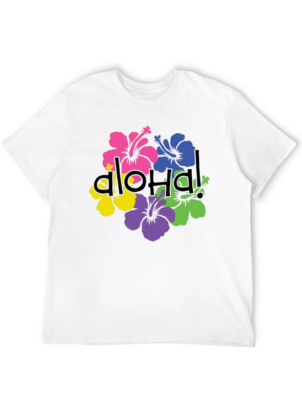 Aloha Hibiscus Flower Graphic Tee - Black
