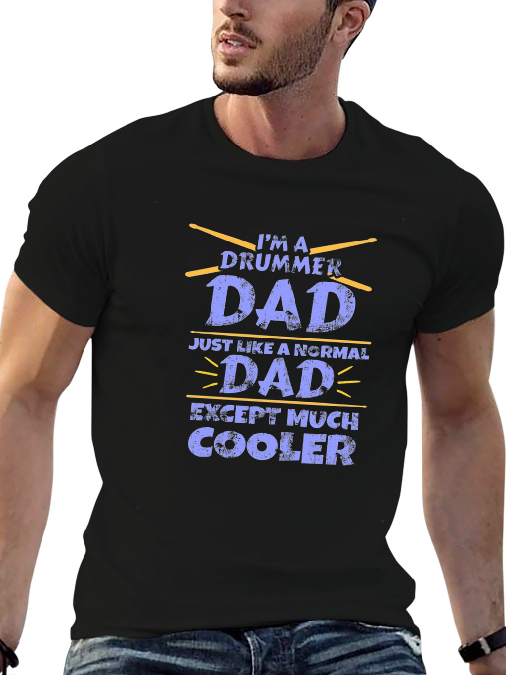 Drummer Dad Graphic T-Shirt - Black