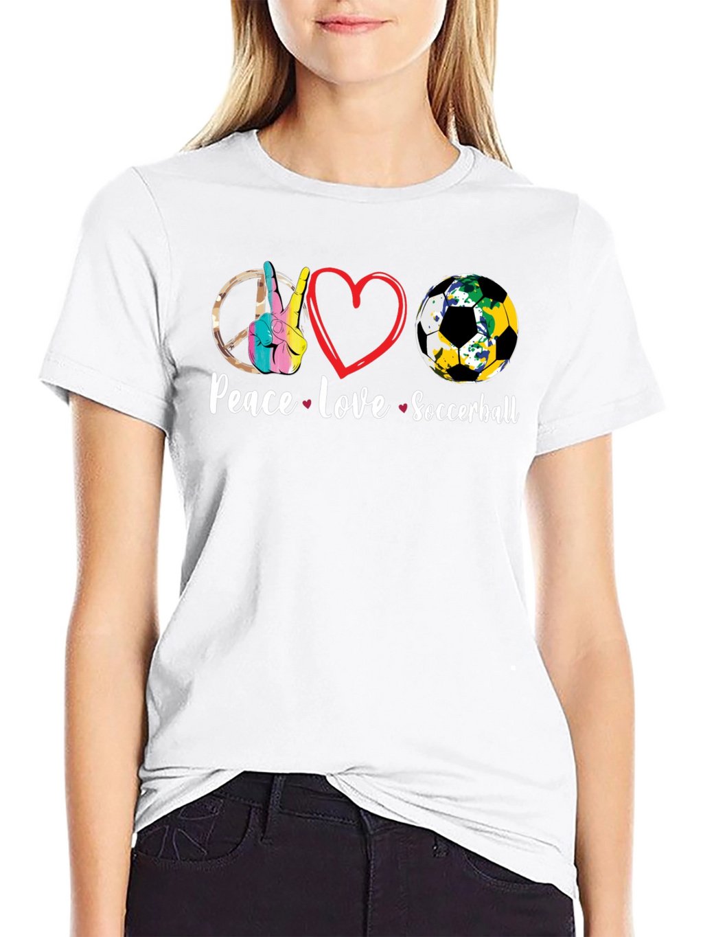 Peace Love Soccerball Graphic T-Shirt