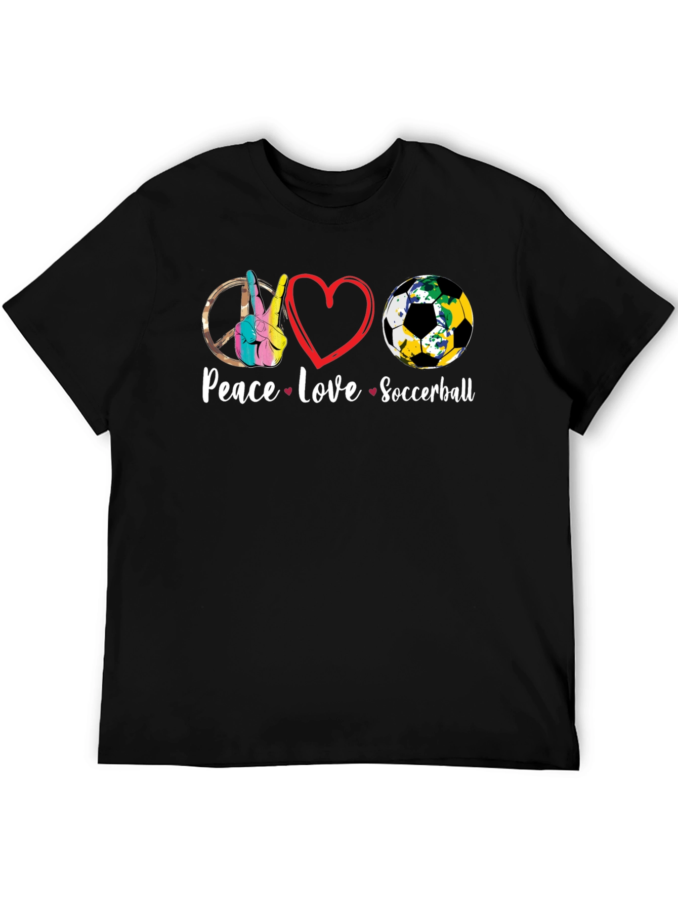 Peace Love Soccerball Graphic T-Shirt