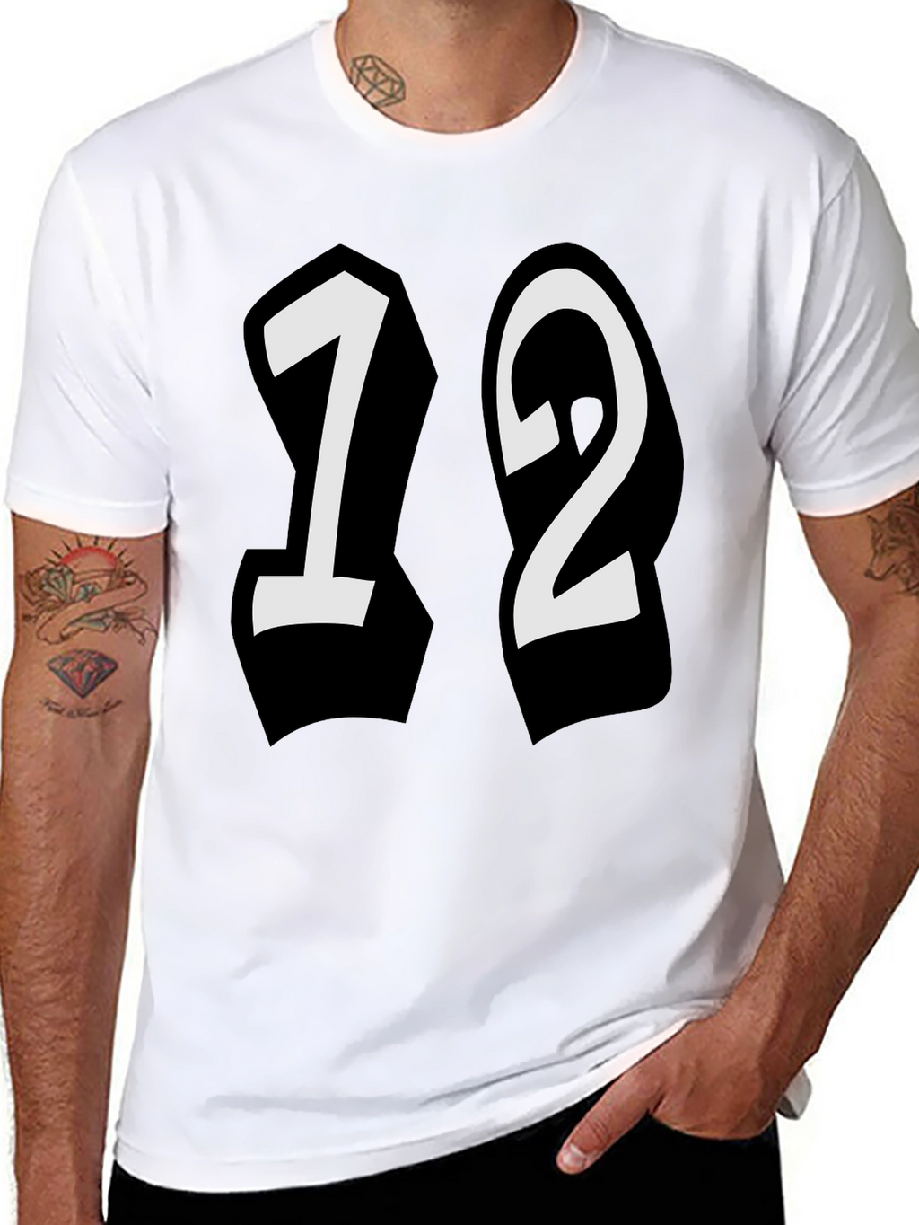 Bold 12 Graphic Tee - Stylish Black Cotton Shirt