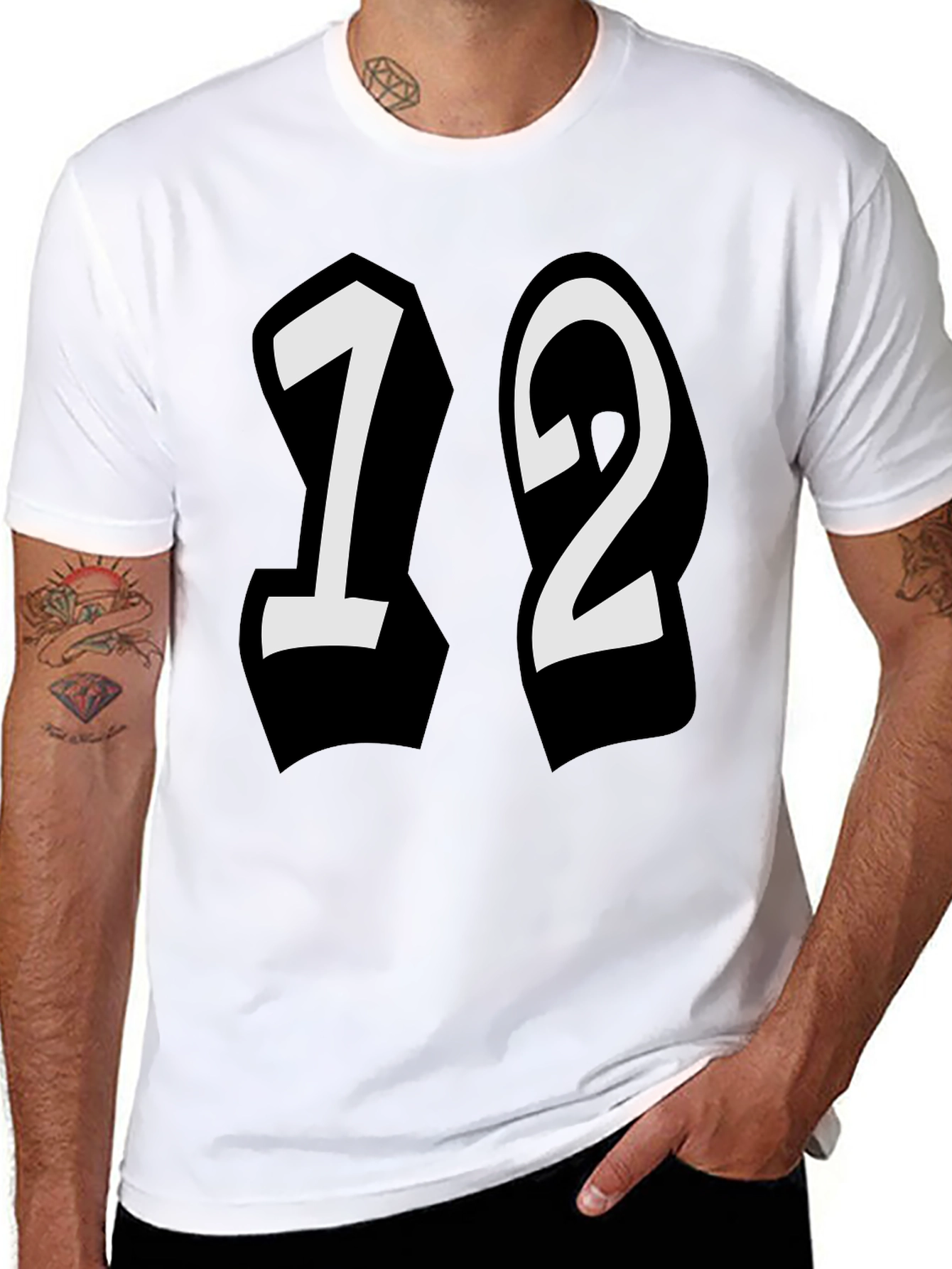 Bold 12 Graphic Tee - Stylish Black Cotton Shirt