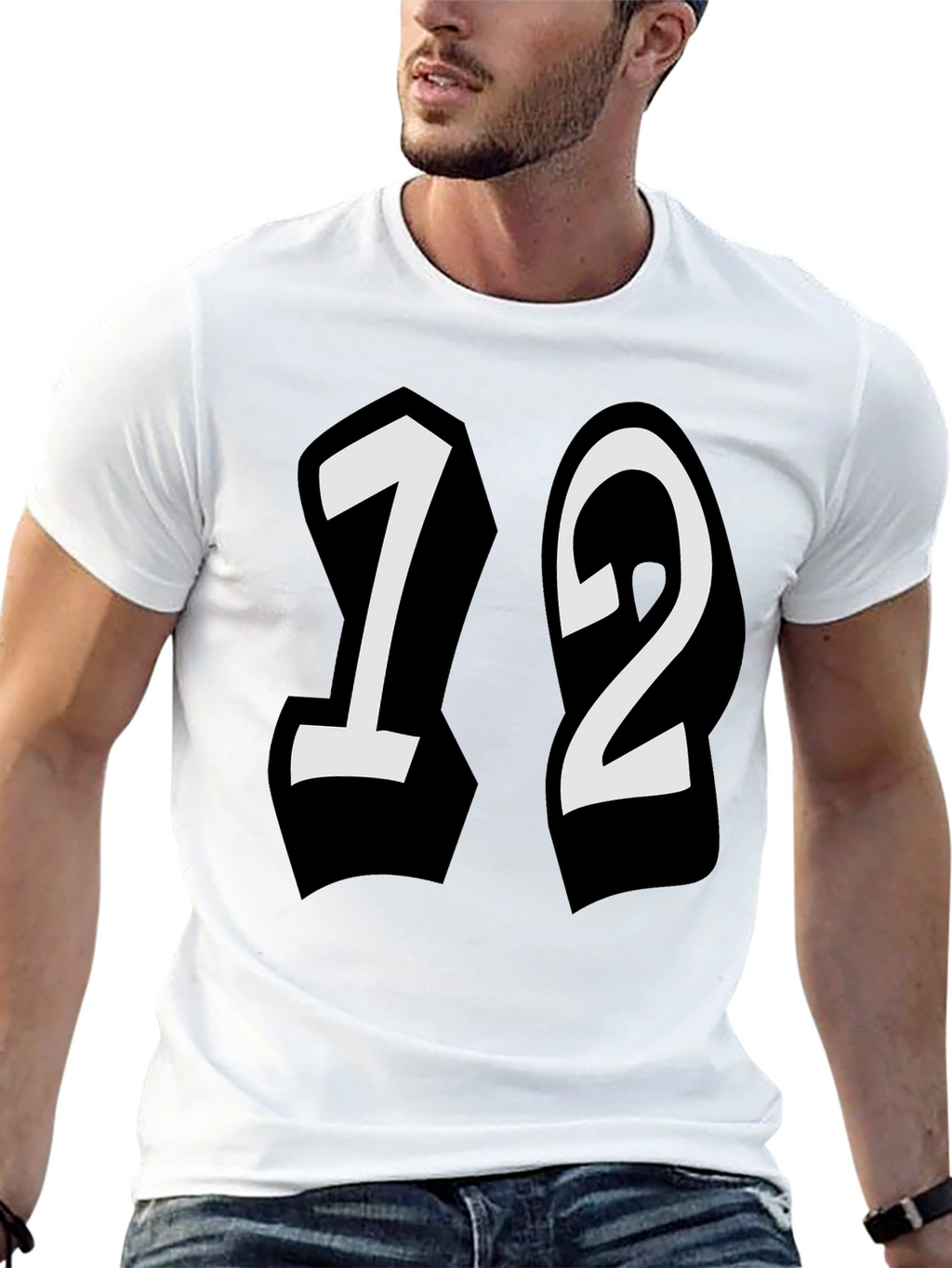 Bold 12 Graphic Tee - Stylish Black Cotton Shirt