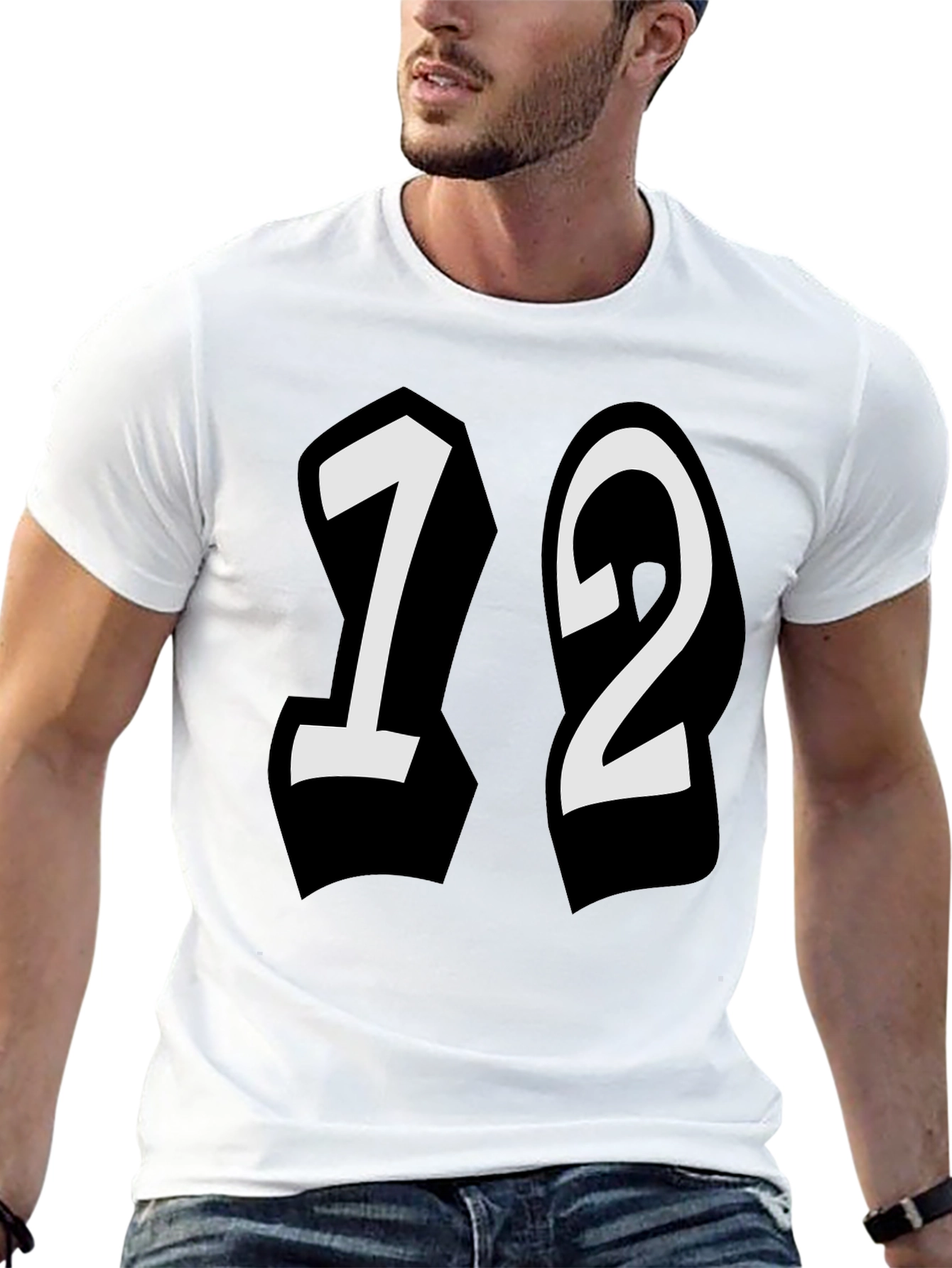 Bold 12 Graphic Tee - Stylish Black Cotton Shirt