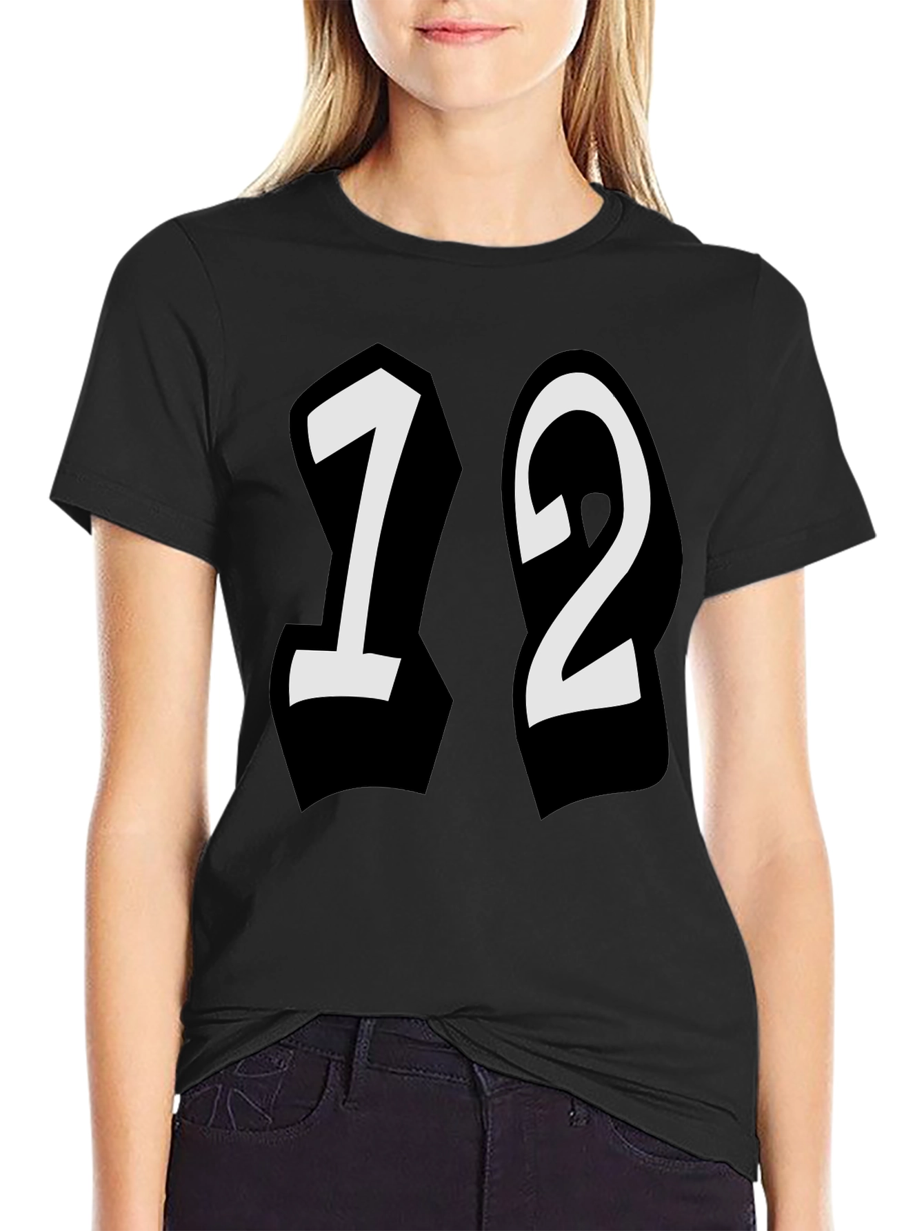 Bold 12 Graphic Tee - Stylish Black Cotton Shirt