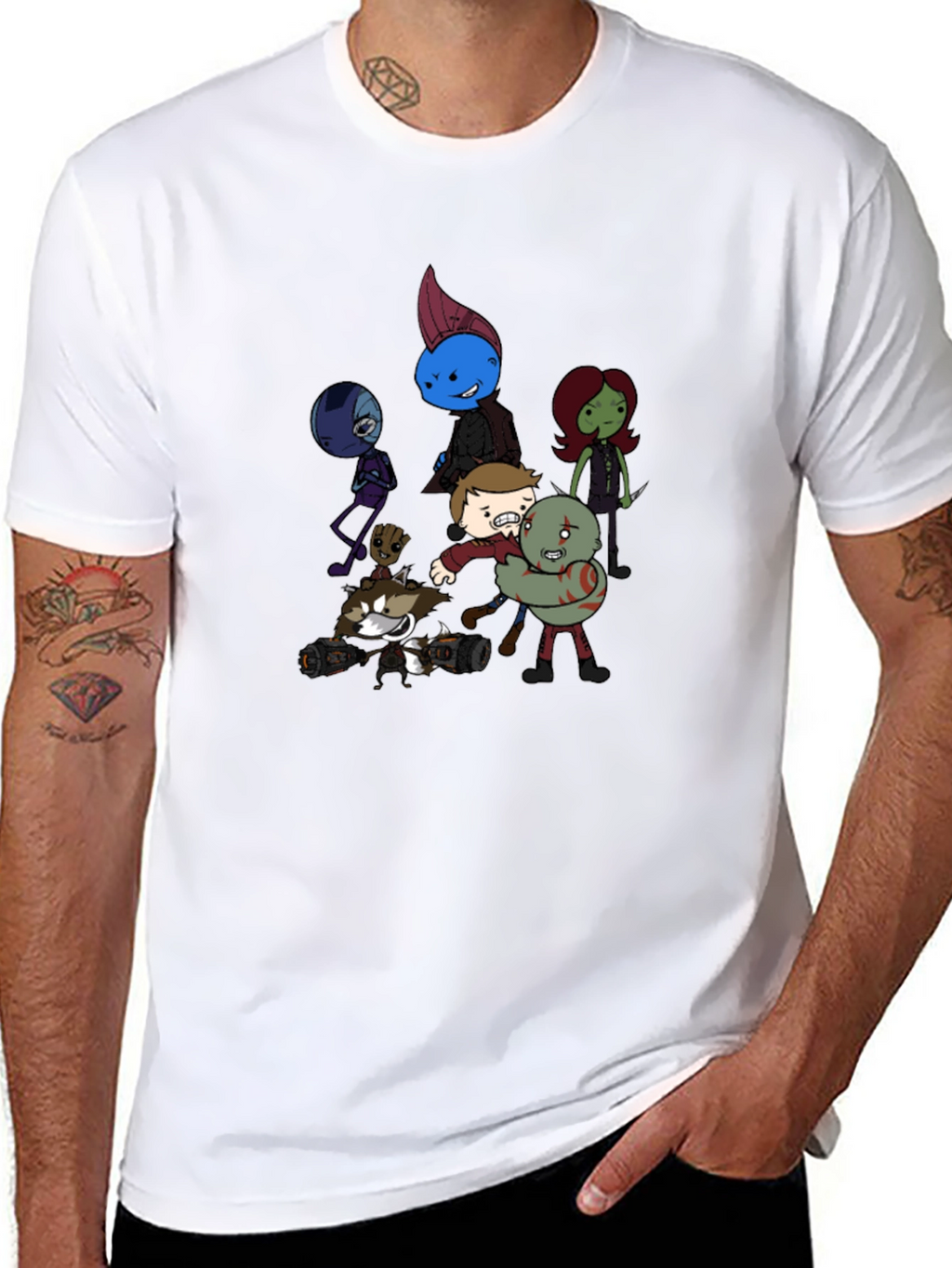 Cartoon Guardians Black T-Shirt