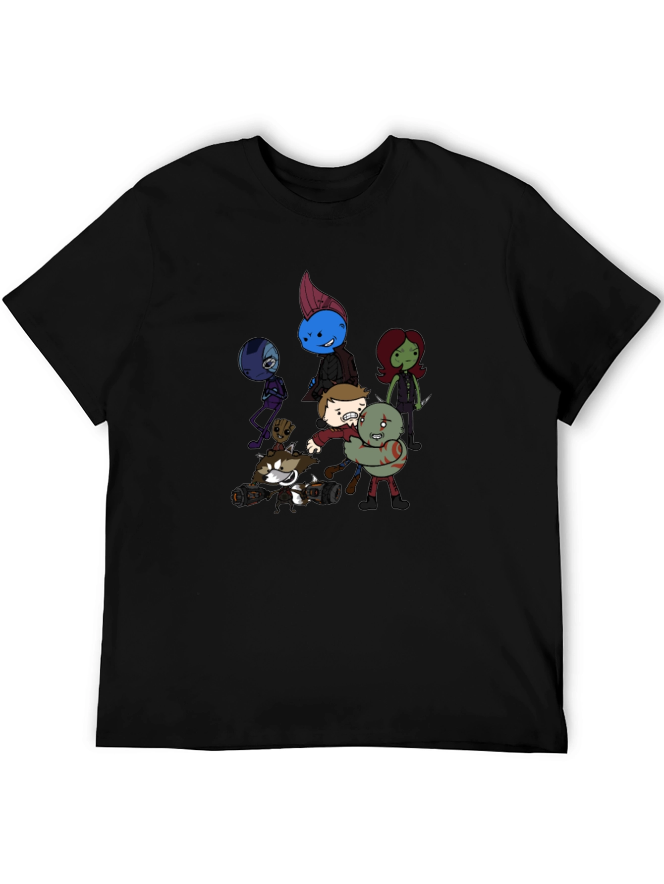Cartoon Guardians Black T-Shirt