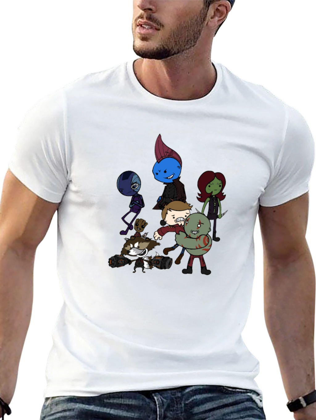Cartoon Guardians Black T-Shirt