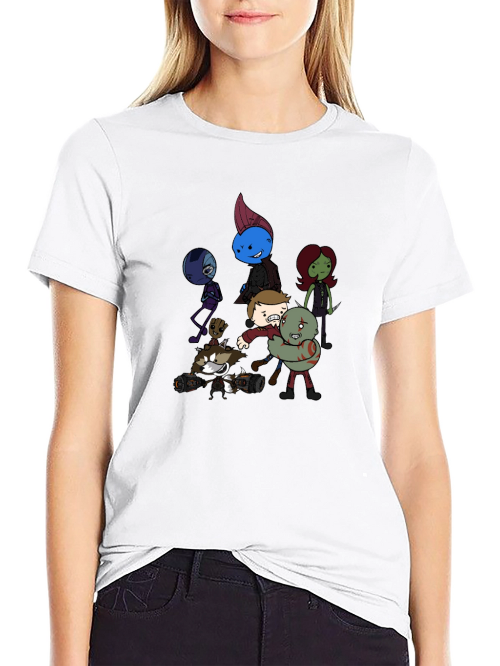 Cartoon Guardians Black T-Shirt