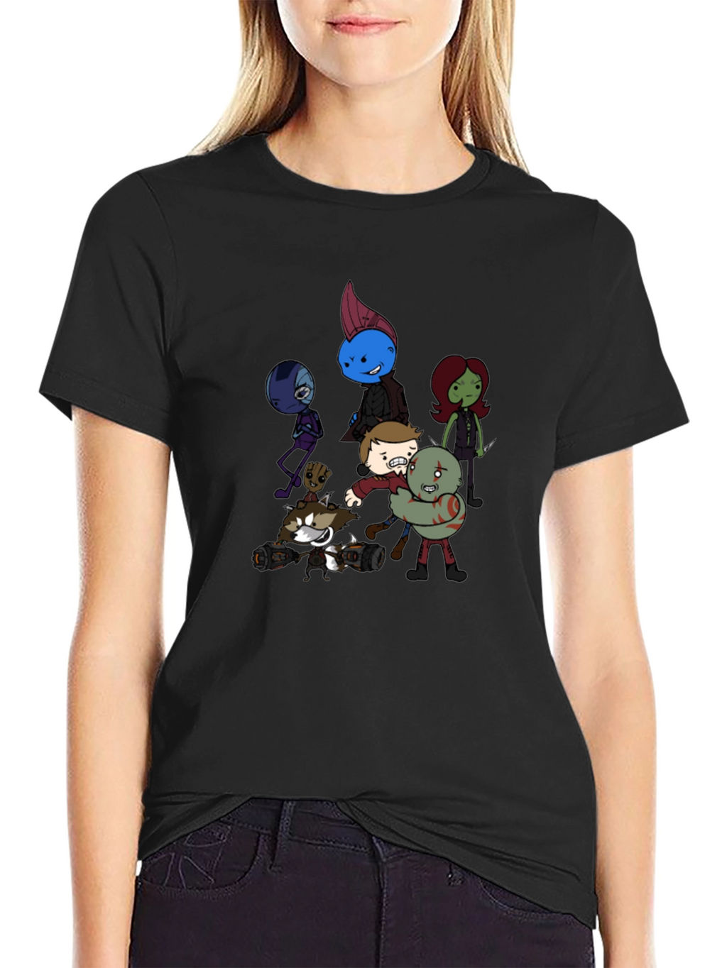 Cartoon Guardians Black T-Shirt