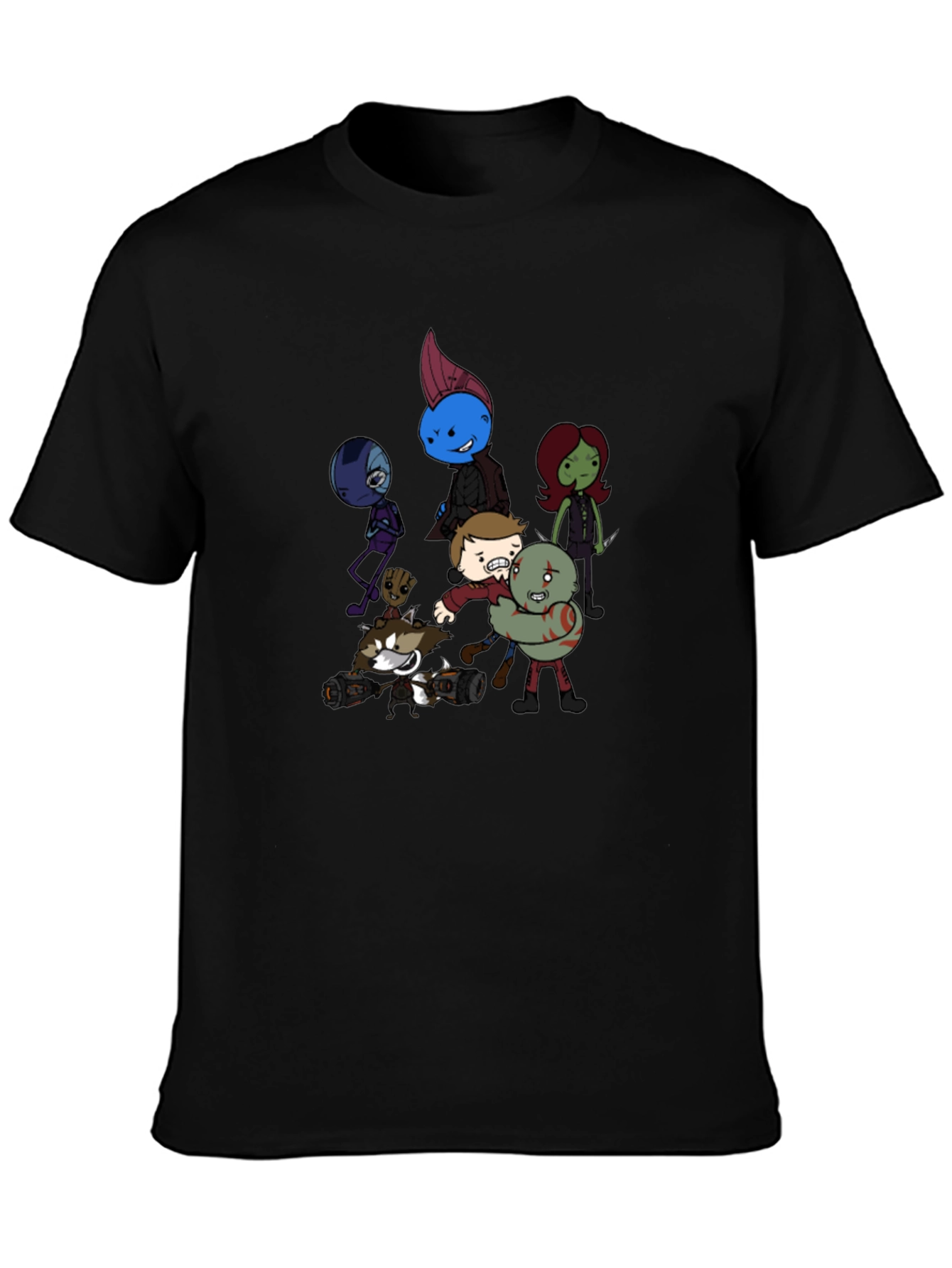 Cartoon Guardians Black T-Shirt
