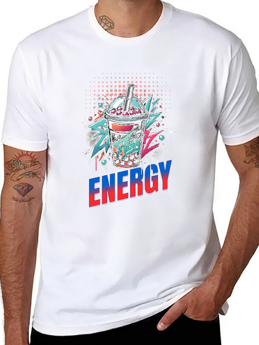 Mens Energy Bubble Tea Graphic T-Shirt