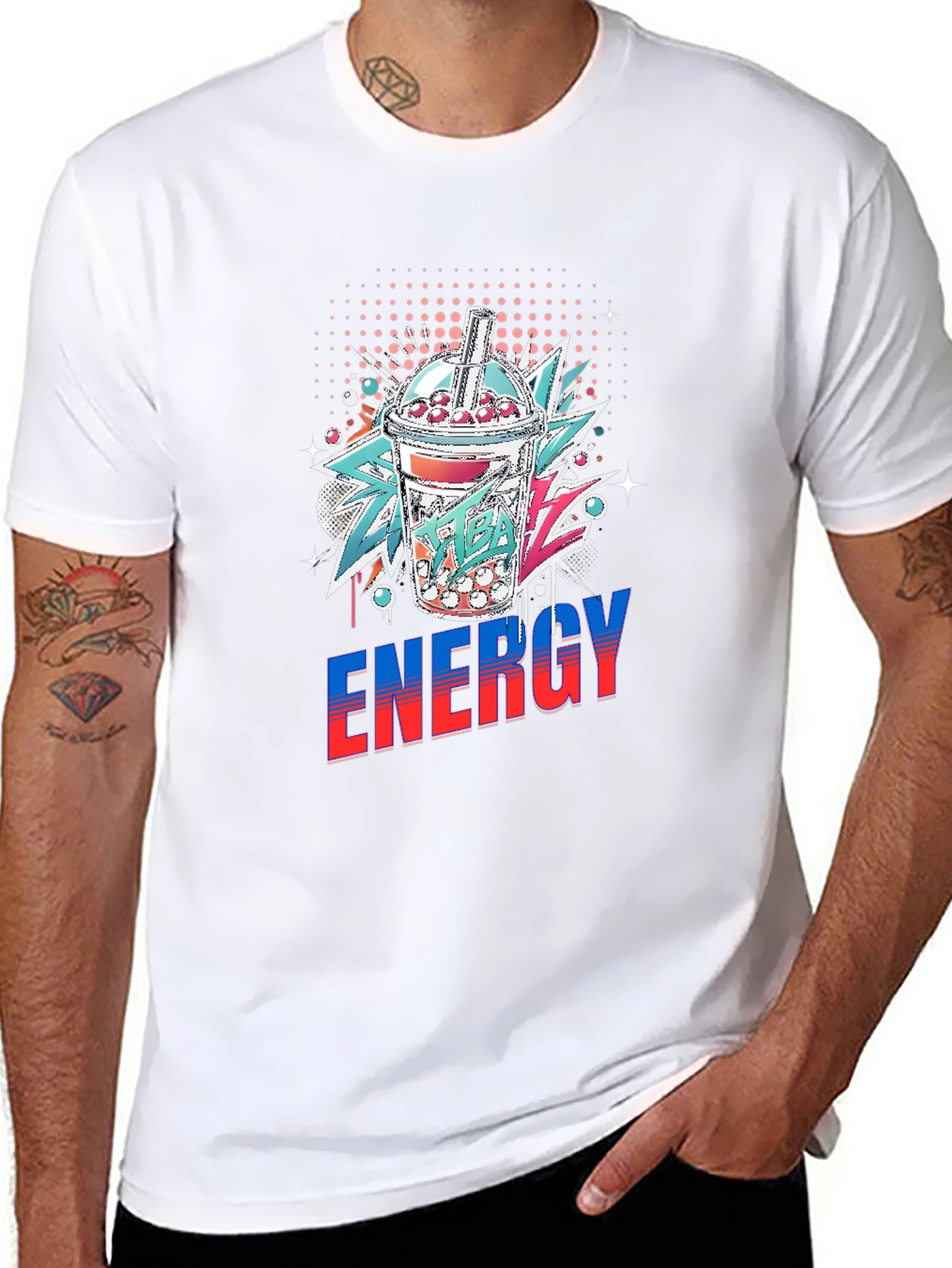 Mens Energy Bubble Tea Graphic T-Shirt
