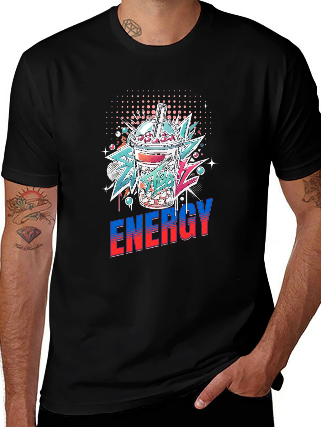 Mens Energy Bubble Tea Graphic T-Shirt