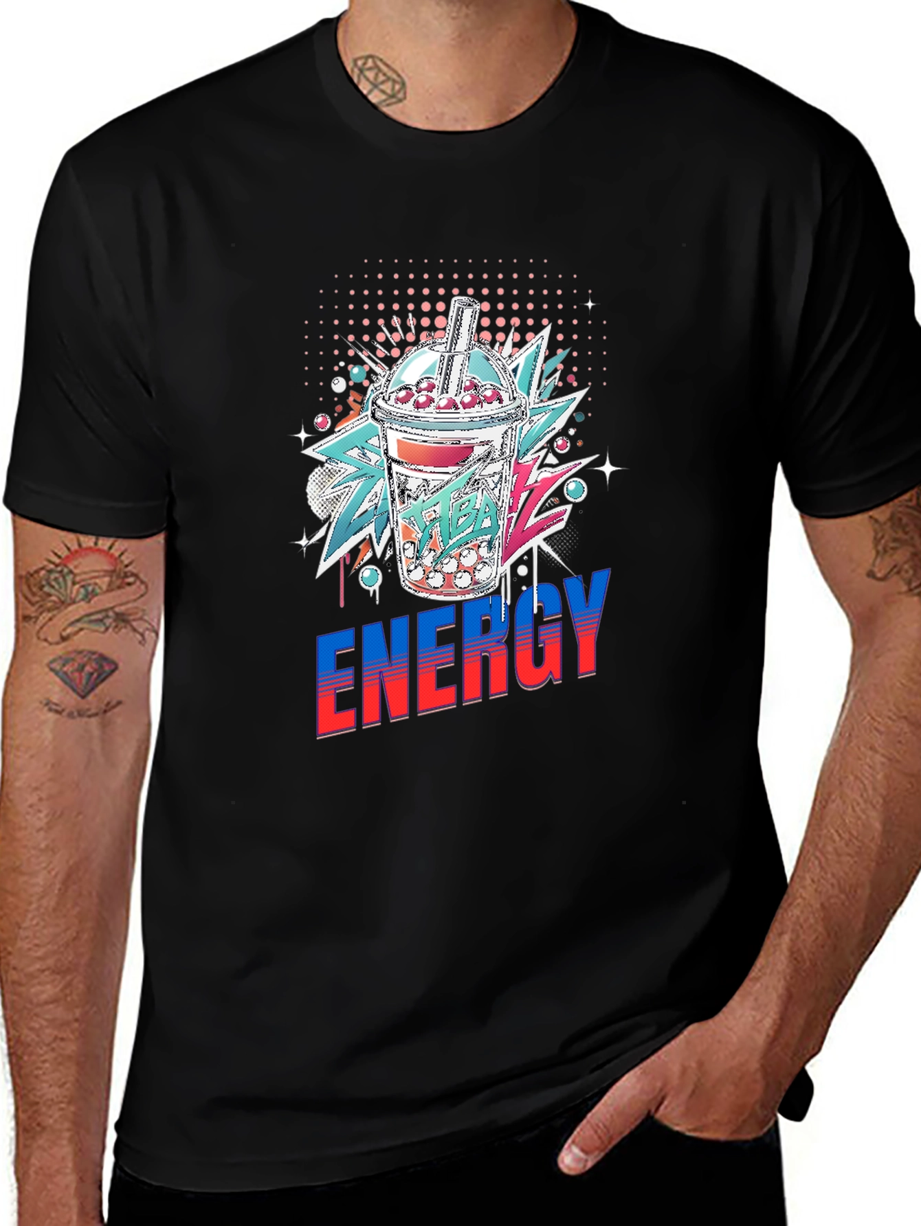 Mens Energy Bubble Tea Graphic T-Shirt