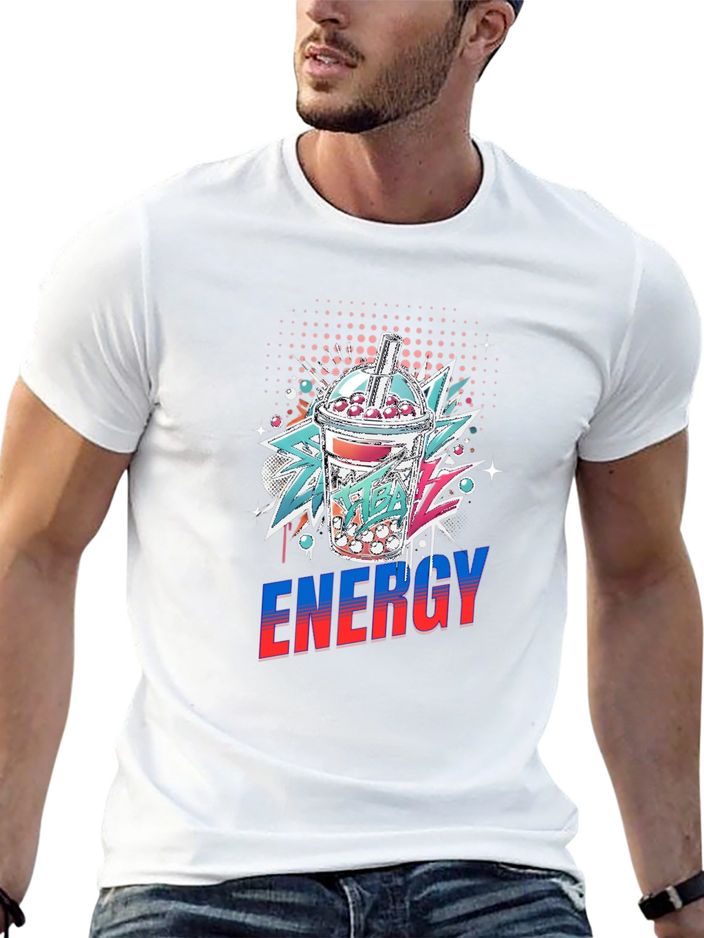Mens Energy Bubble Tea Graphic T-Shirt
