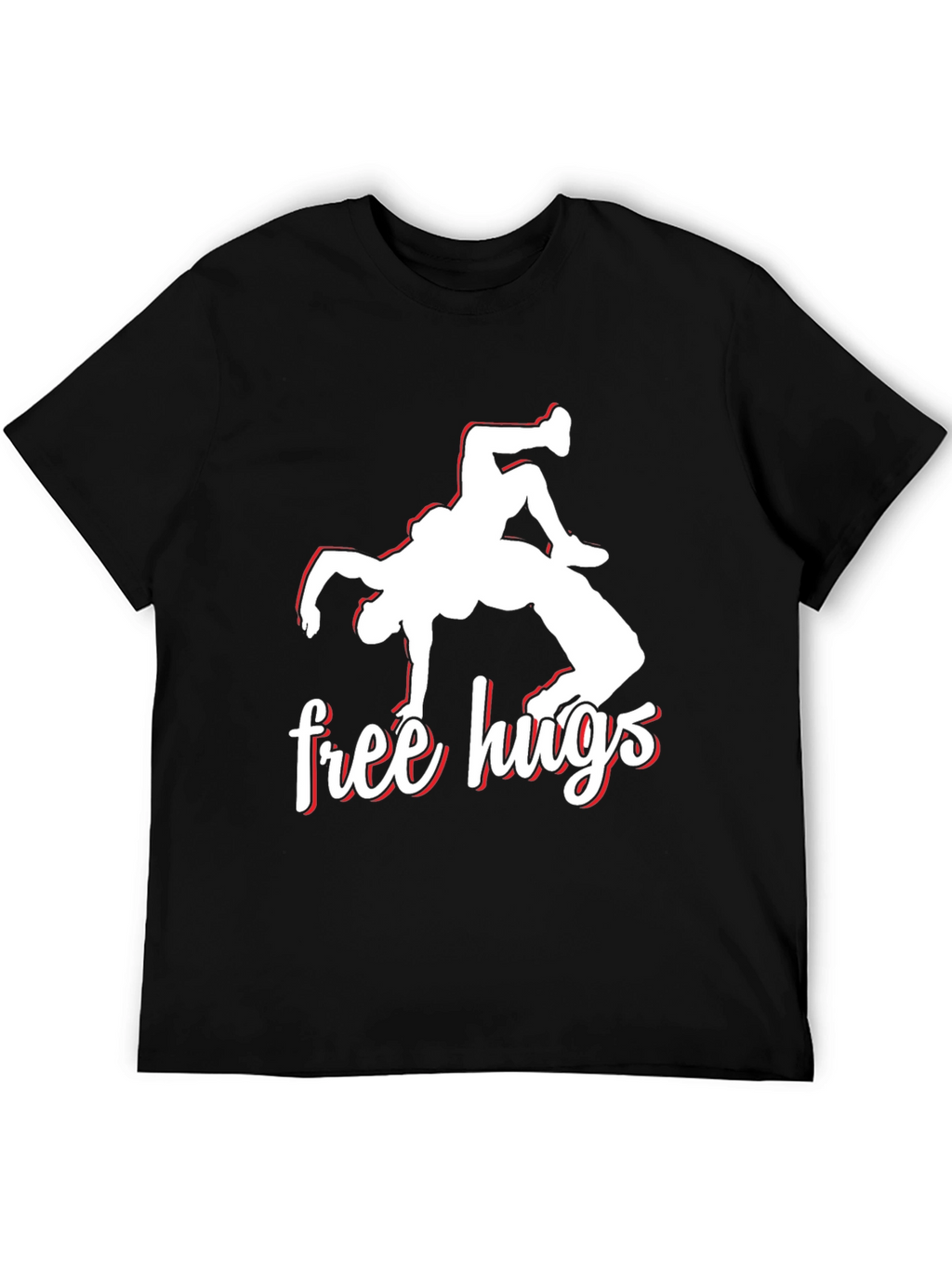 Free Hugs Wrestling Black Graphic Tee