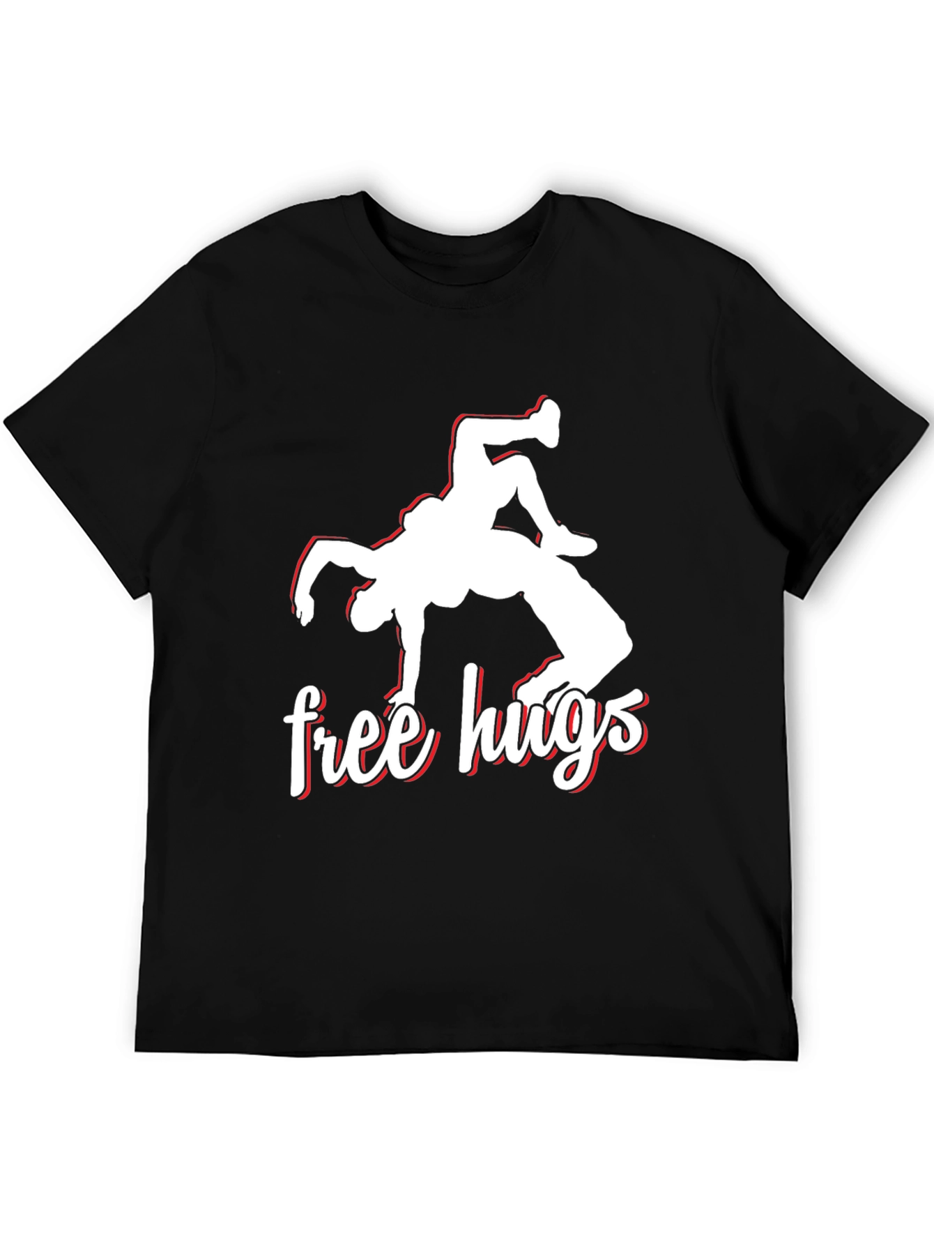 Free Hugs Wrestling Black Graphic Tee