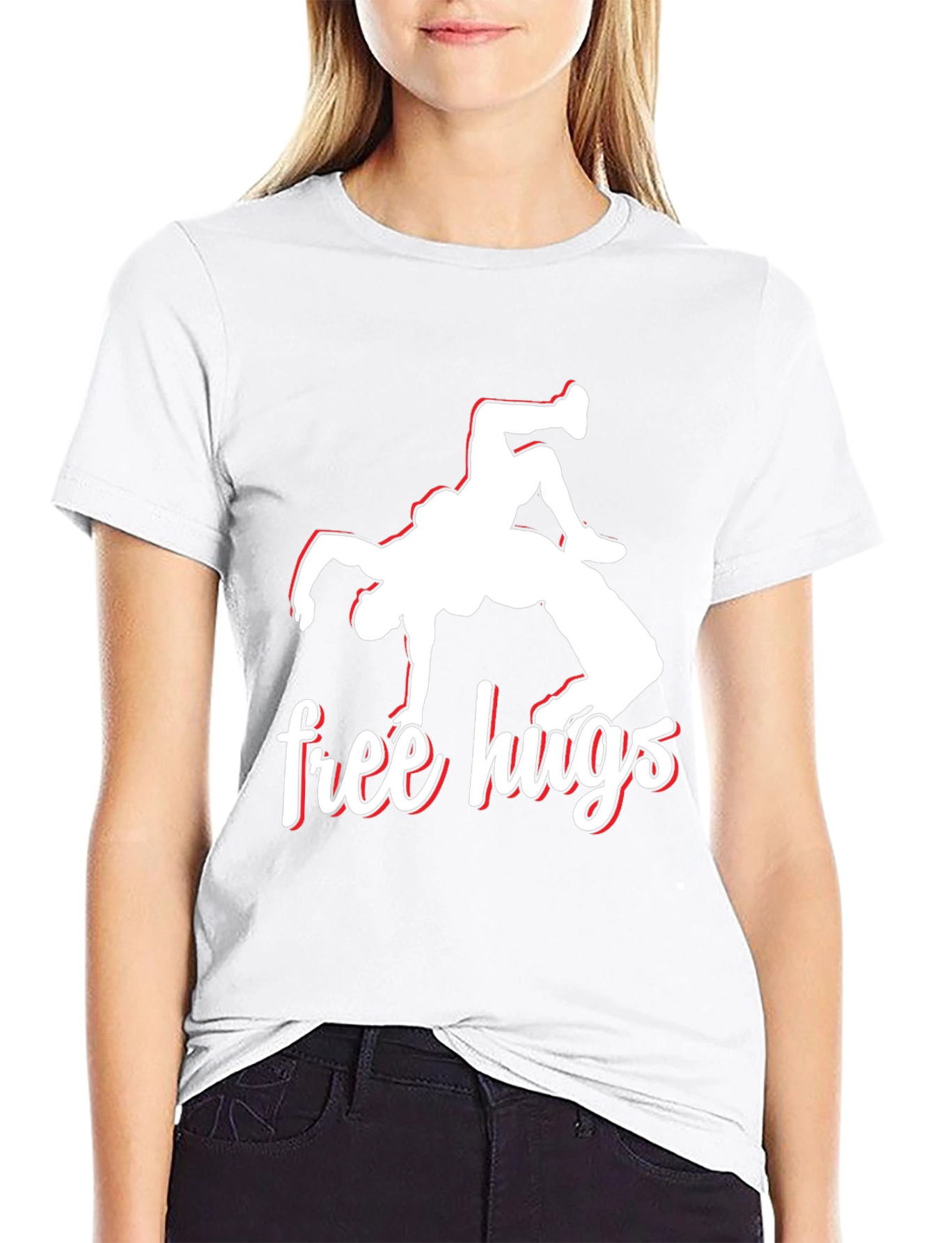 Free Hugs Wrestling Black Graphic Tee