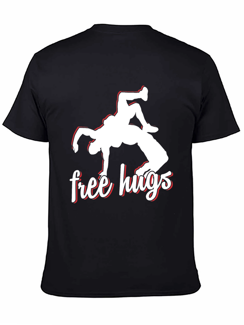 Free Hugs Wrestling Black Graphic Tee