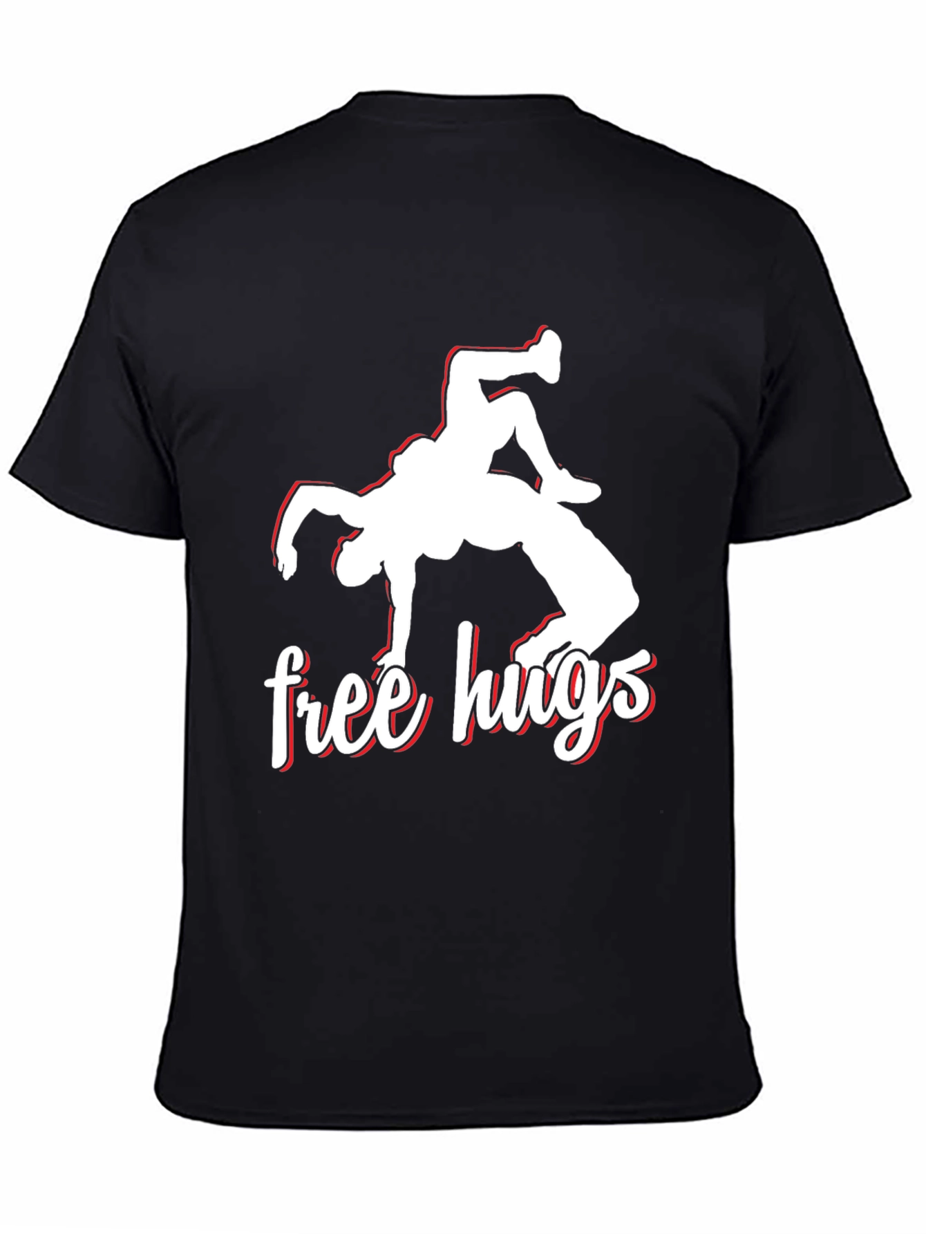 Free Hugs Wrestling Black Graphic Tee
