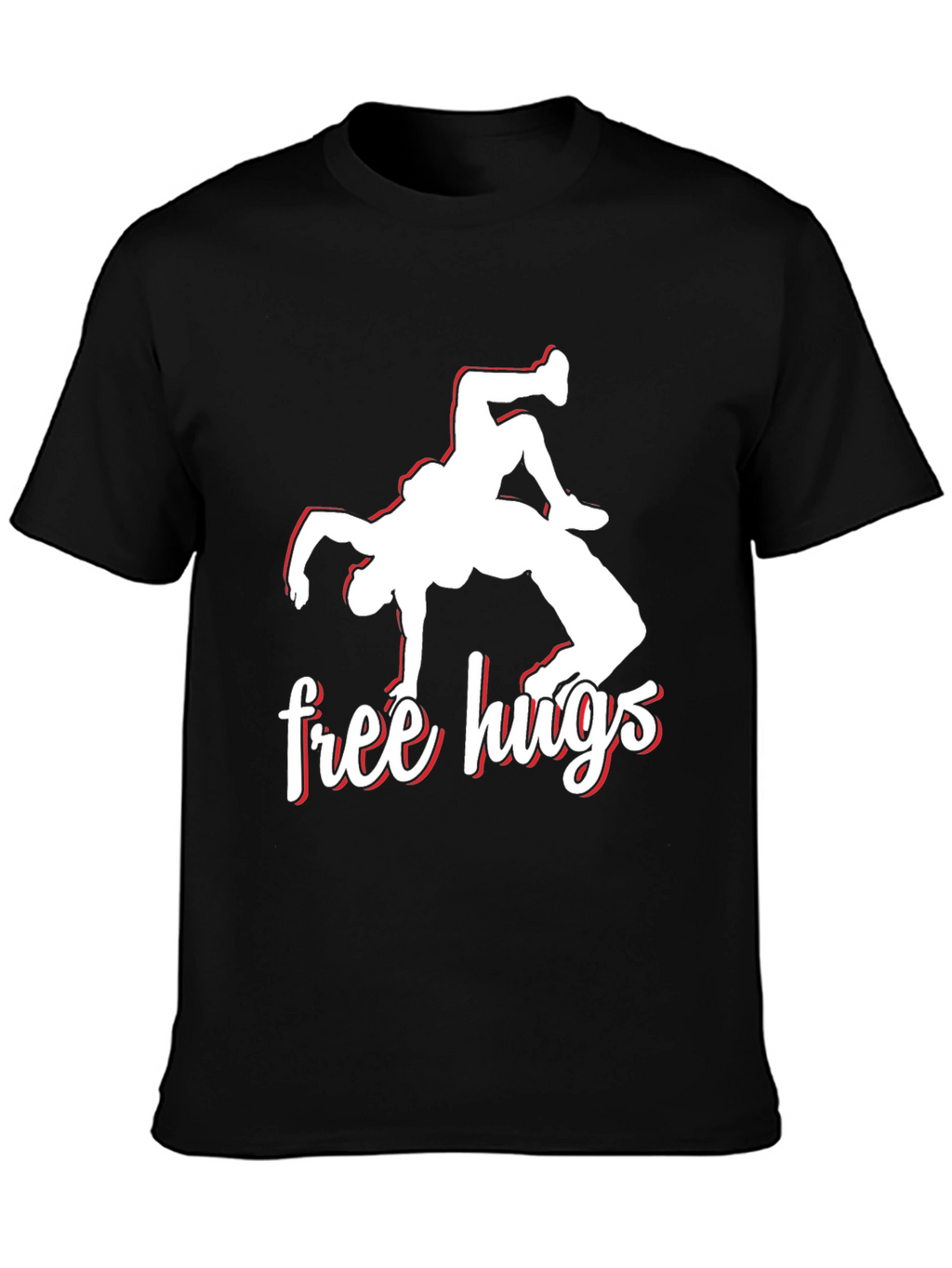 Free Hugs Wrestling Black Graphic Tee