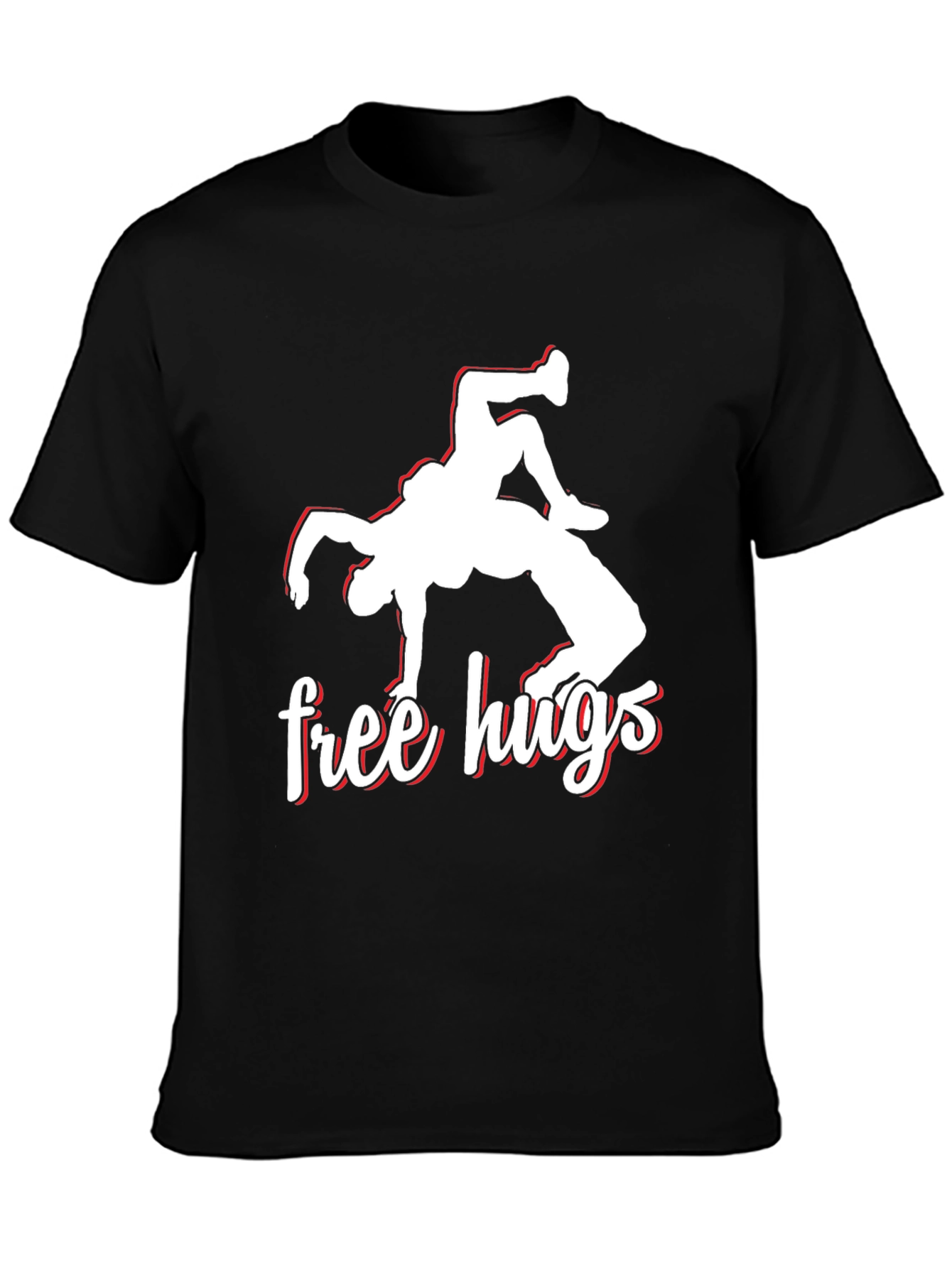 Free Hugs Wrestling Black Graphic Tee
