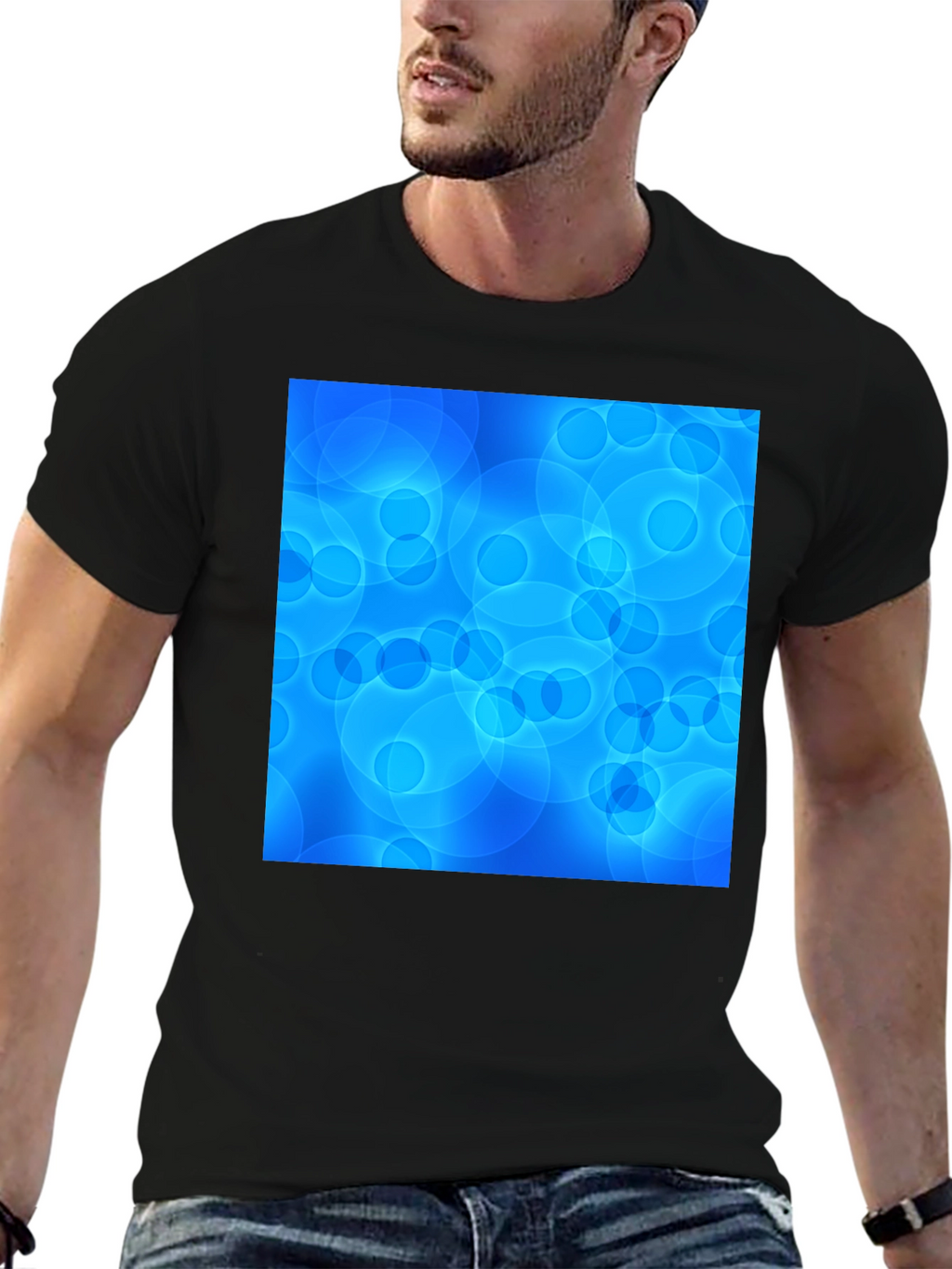 Blue Circle Pattern Graphic Tee - Stylish Unisex T-Shirt