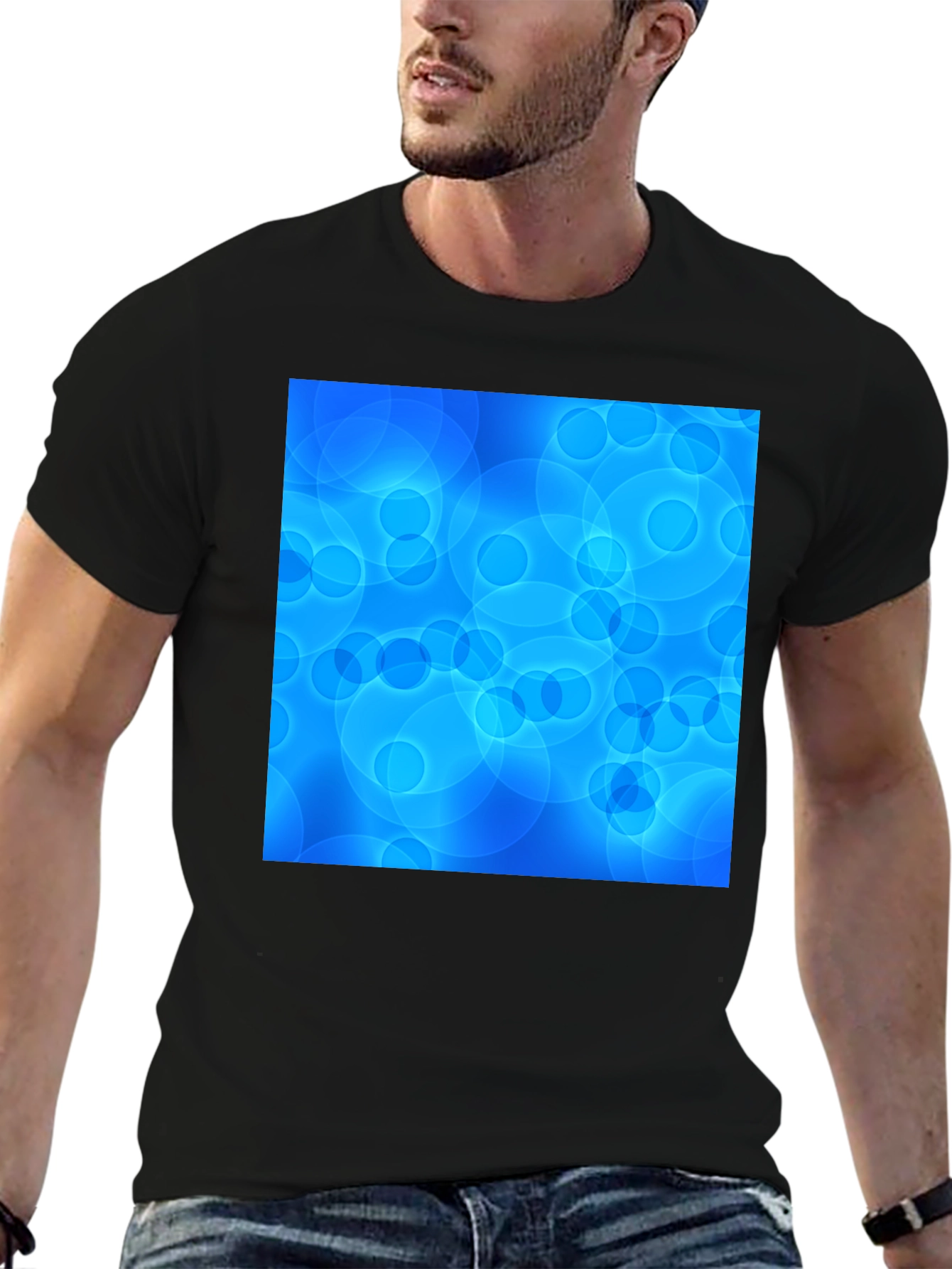 Blue Circle Pattern Graphic Tee - Stylish Unisex T-Shirt