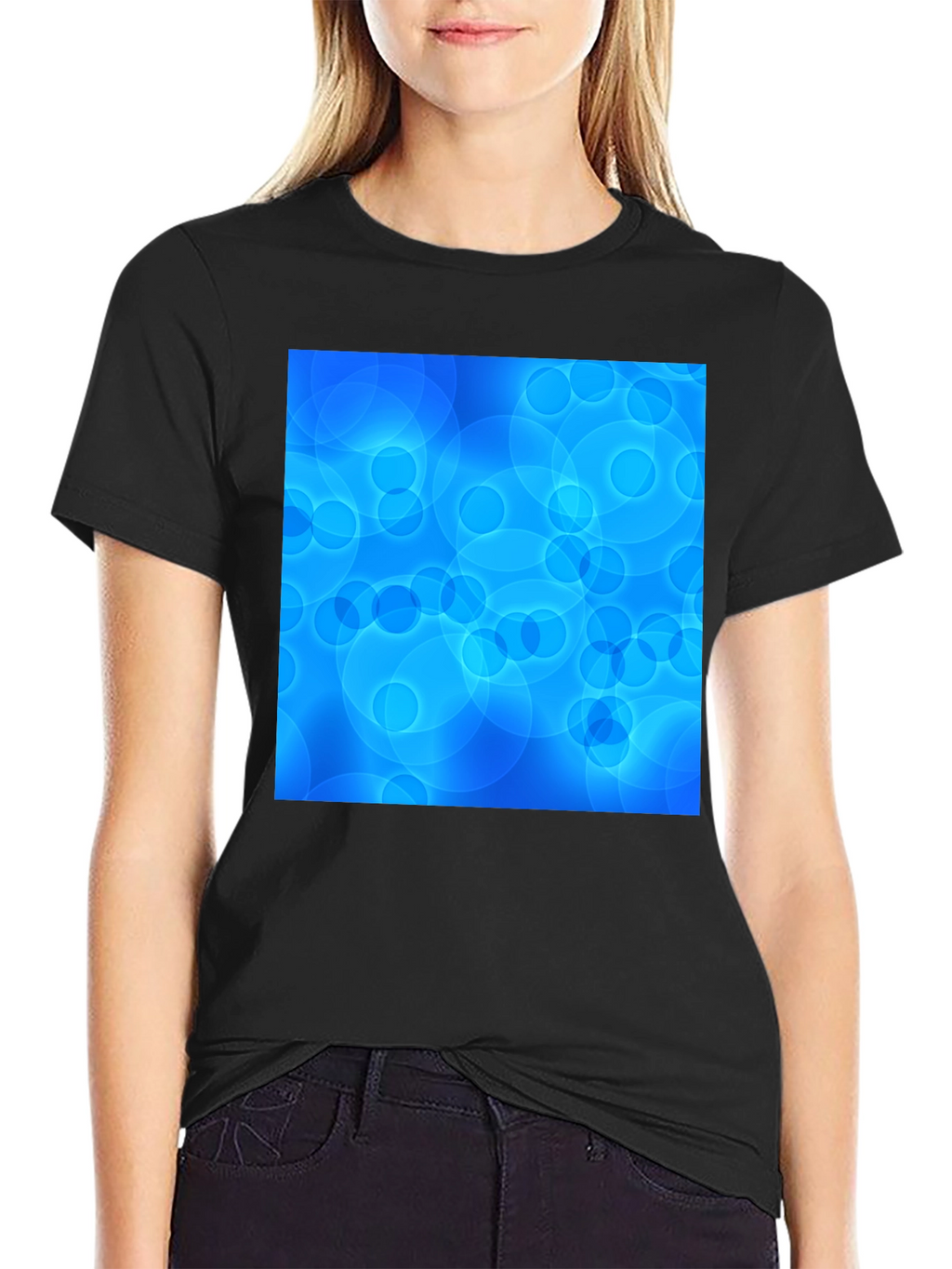 Blue Circle Pattern Graphic Tee - Stylish Unisex T-Shirt
