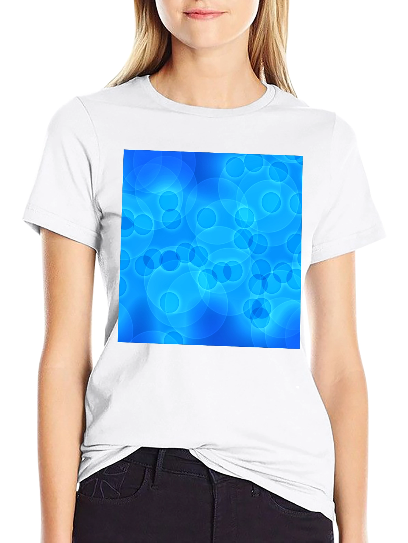 Blue Circle Pattern Graphic Tee - Stylish Unisex T-Shirt