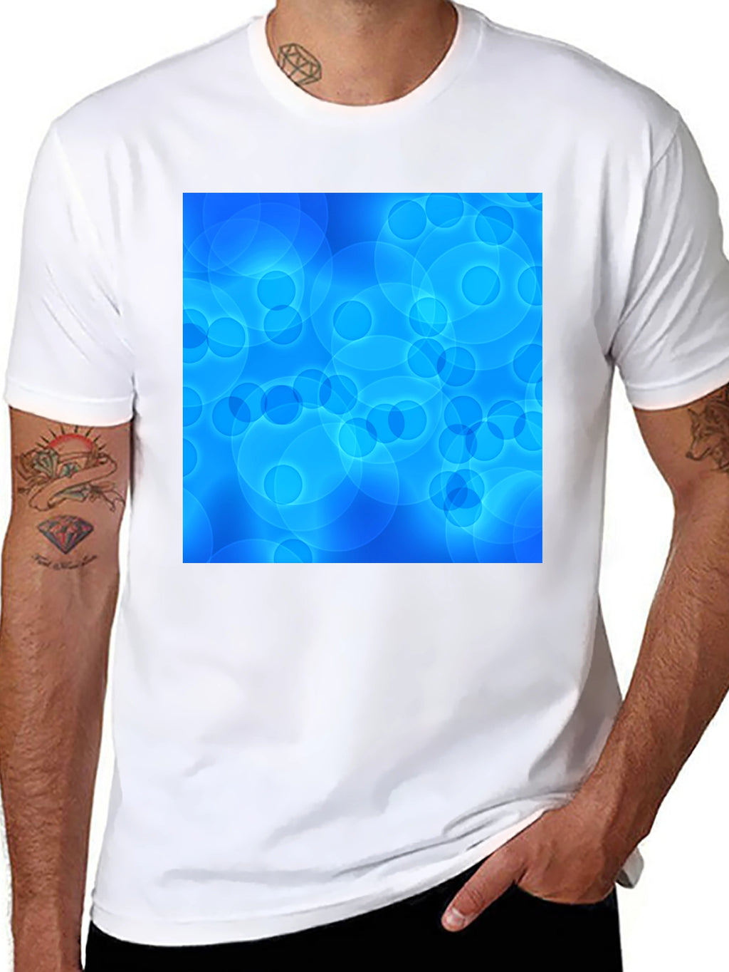 Blue Circle Pattern Graphic Tee - Stylish Unisex T-Shirt